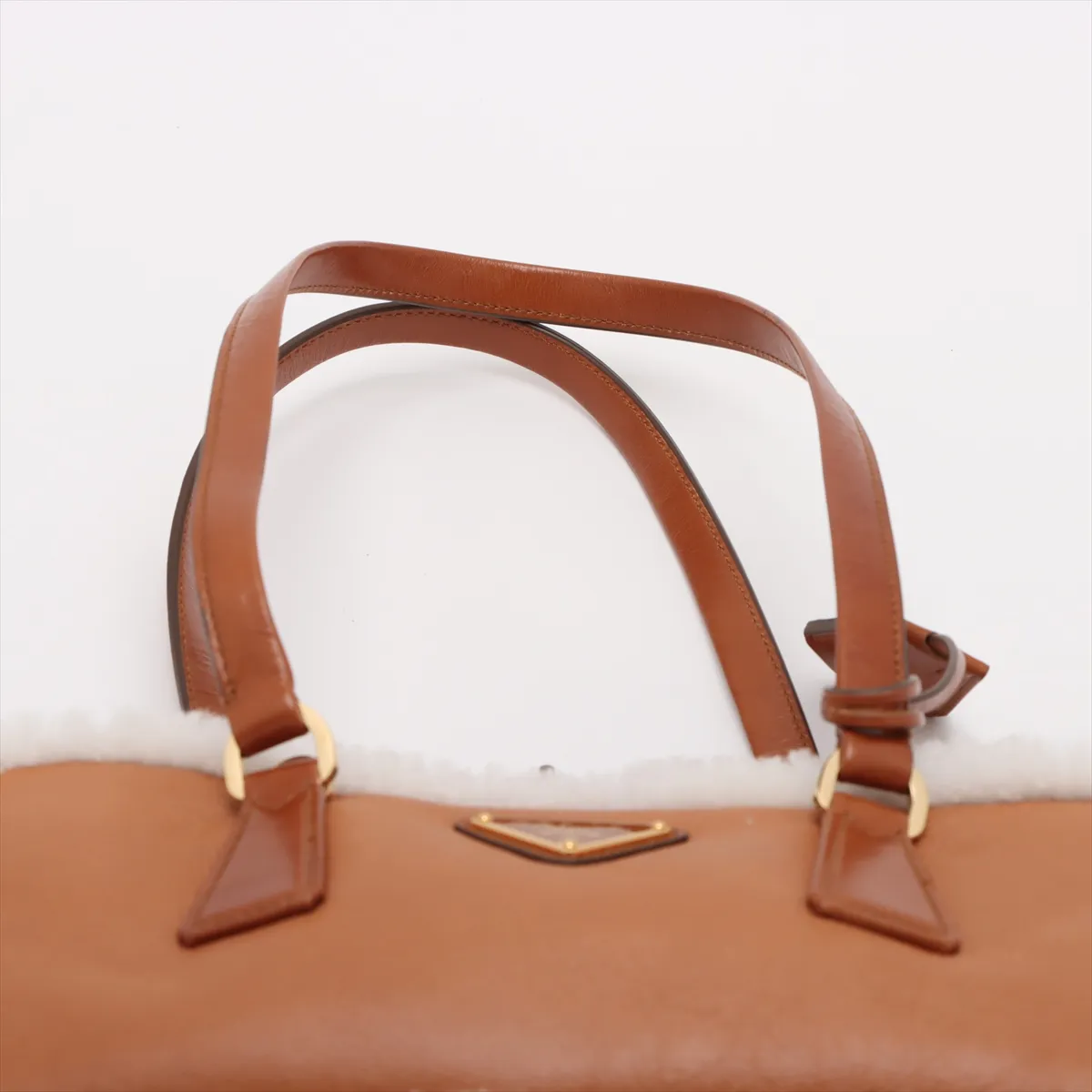 leather x shearling shoulder bag brown 1BB124 — view 6