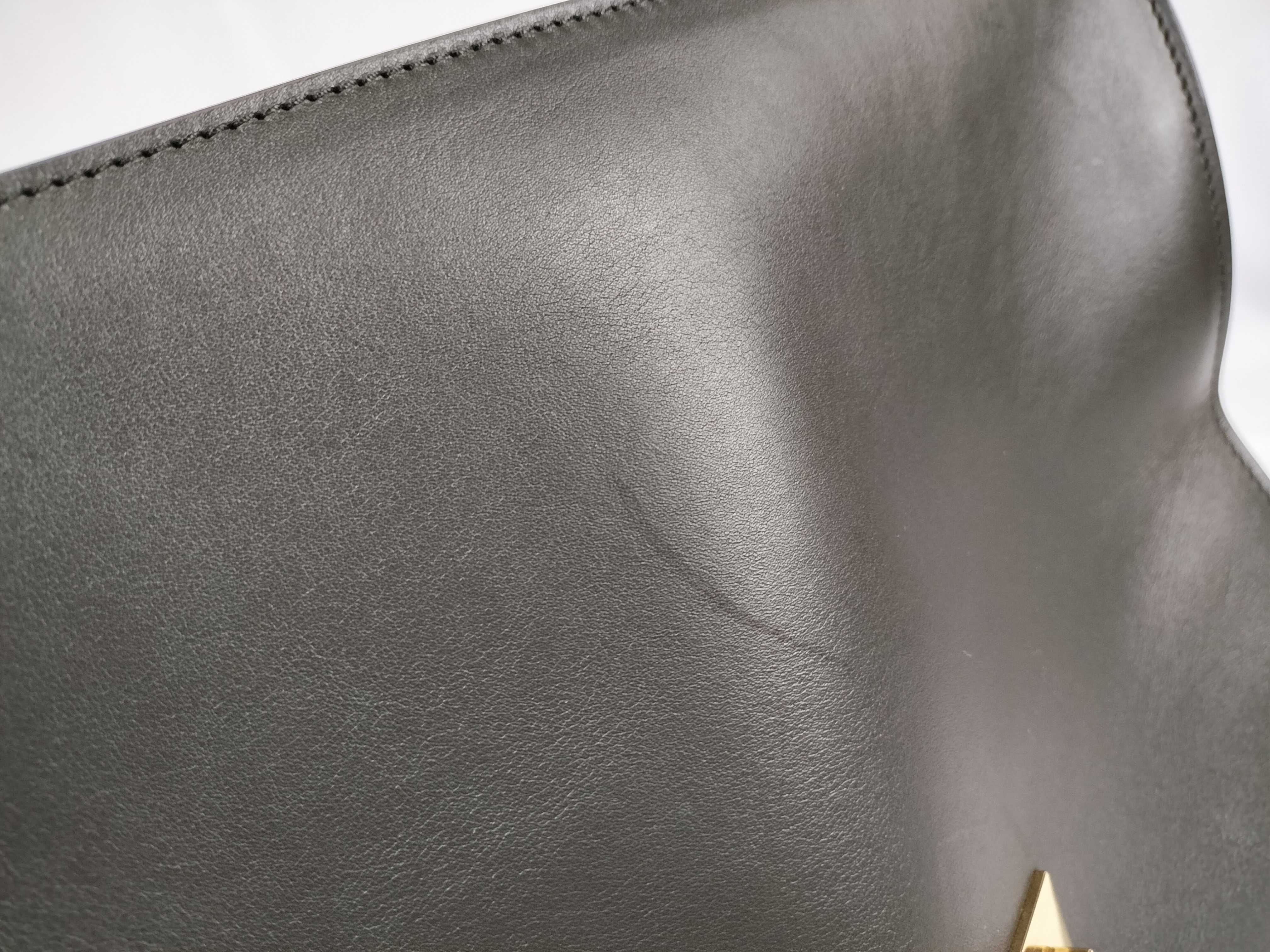 Small Trapeze 2-Way Bag, Leather Suede, Navy x Yellow Handbag — view 15