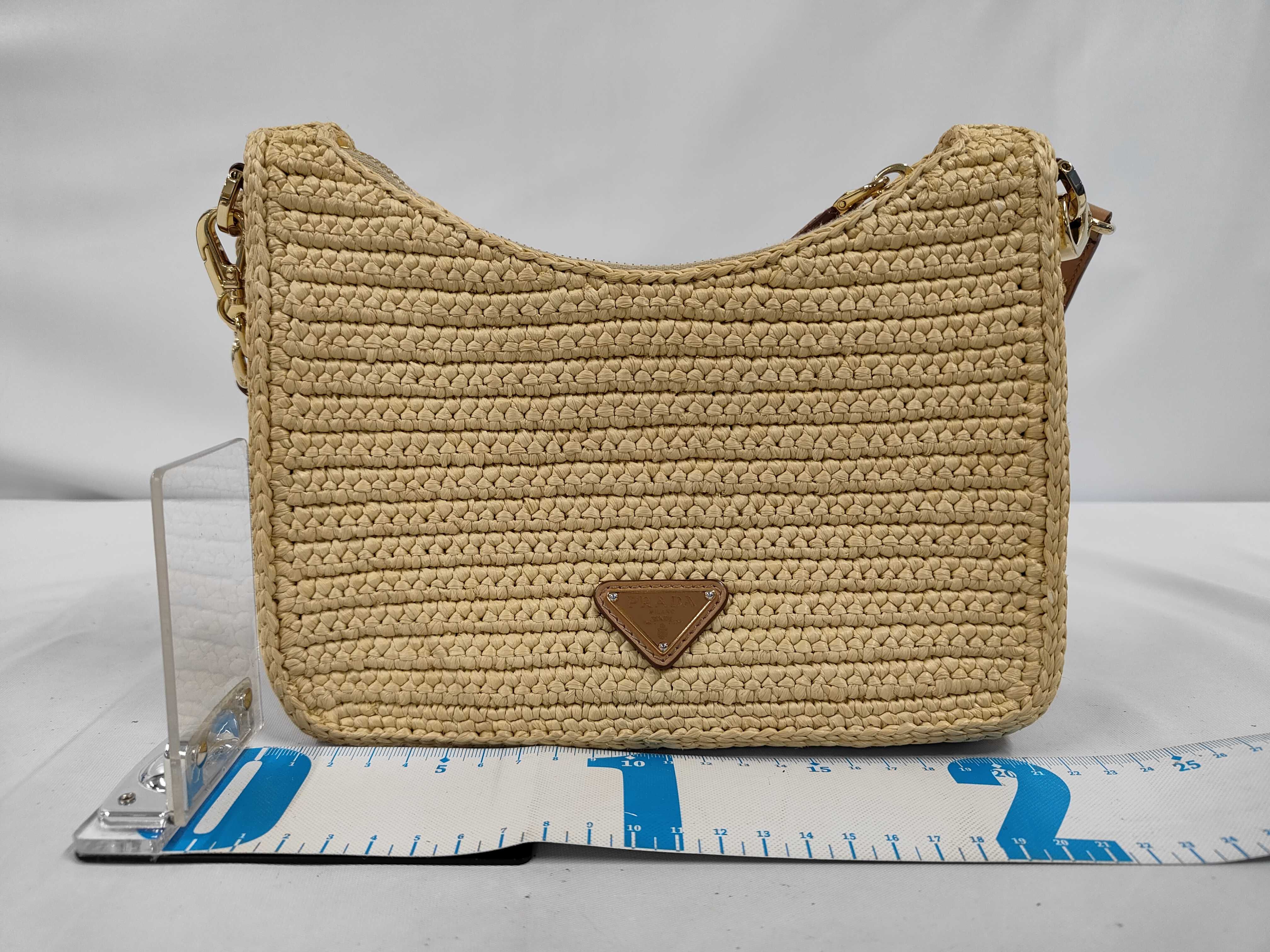 Re-Edition Crochet x Leather Mini Bag, Natural, 1BC204 2A2T F0018 V JUO Shoulder Bag — view 2