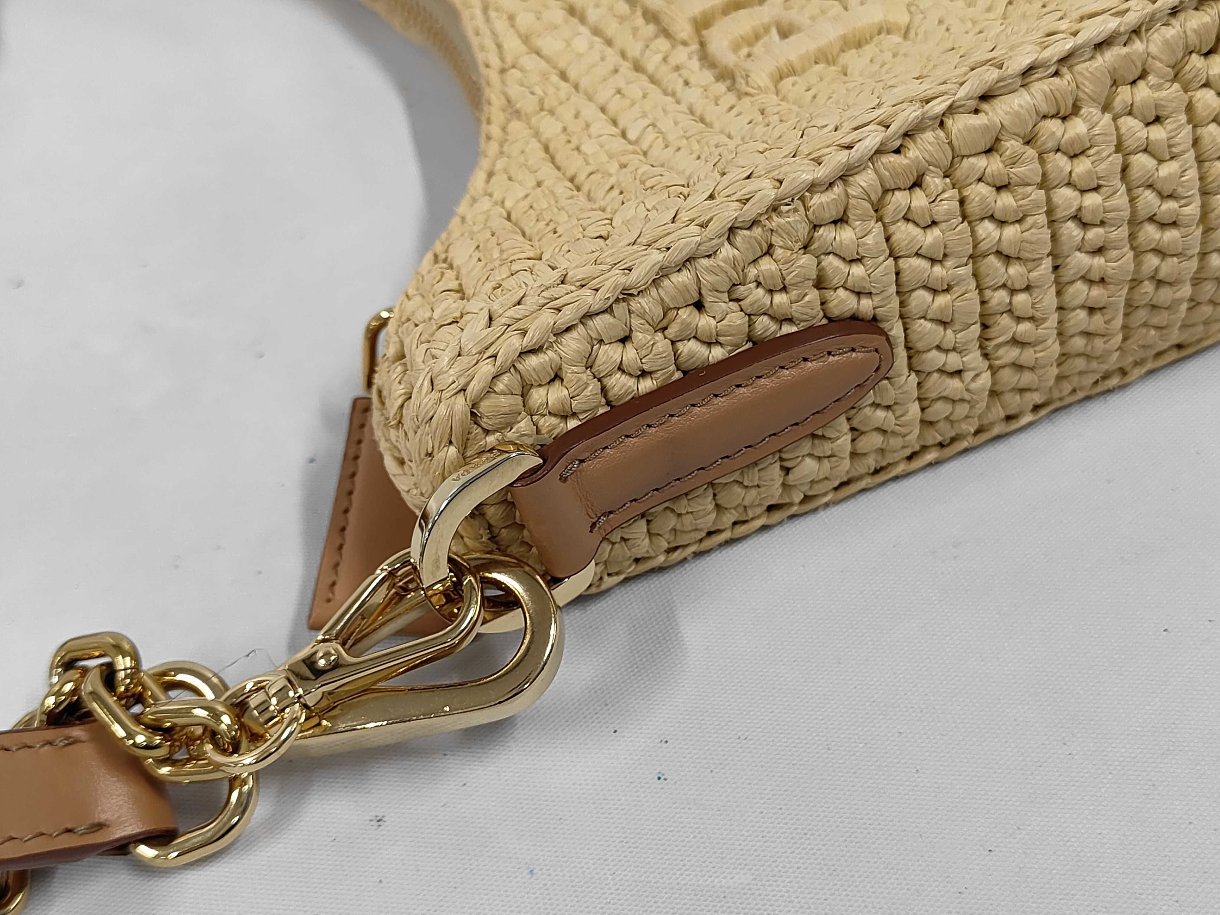 Re-Edition Crochet x Leather Mini Bag, Natural, 1BC204 2A2T F0018 V JUO Shoulder Bag — view 6