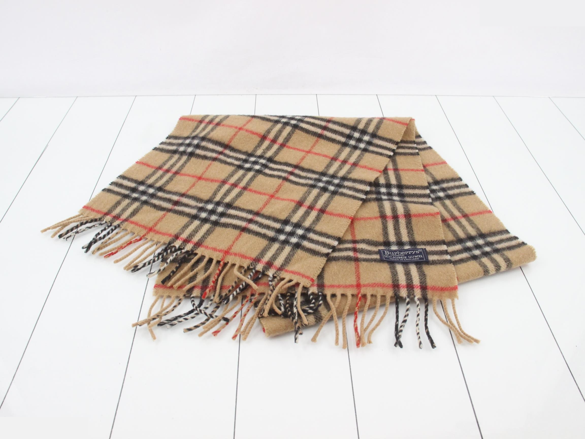 Nova Check Scarf, Beige — view 2