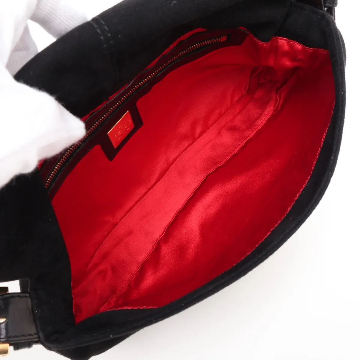 Mamma Bucket Suede x Leather Shoulder Bag, Black — view 7