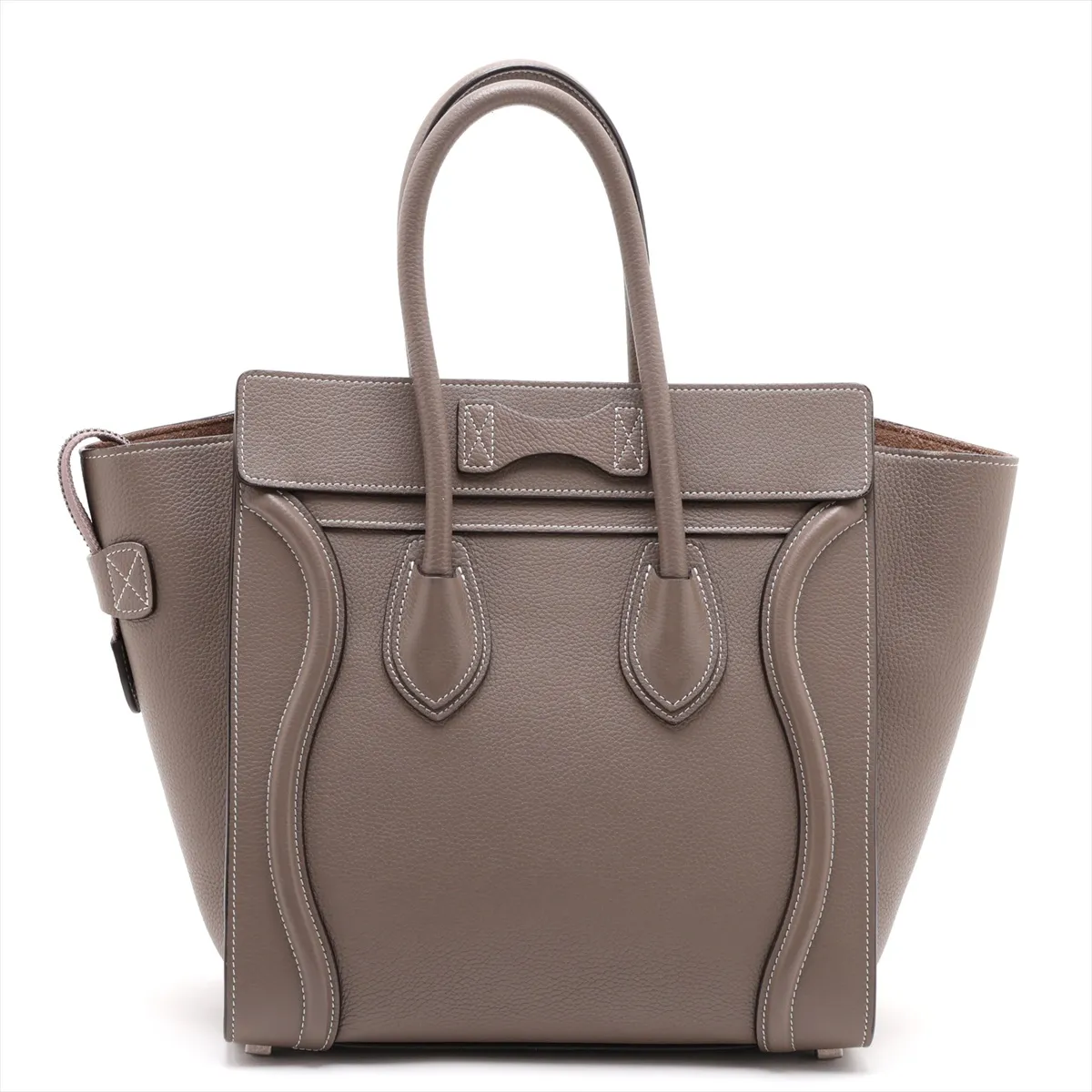 Luggage Micro Shopper Leather Handbag, Beige — view 2