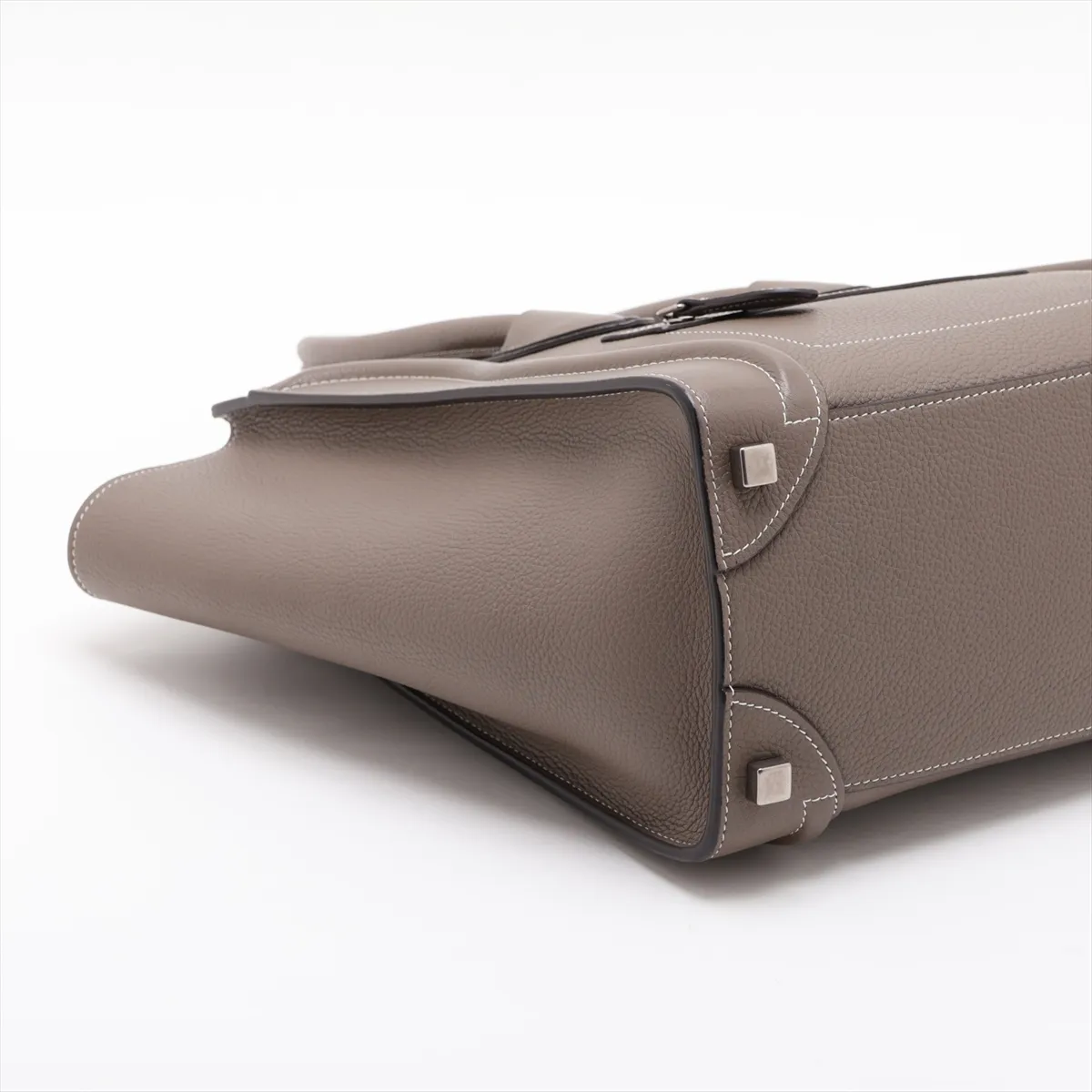 Luggage Micro Shopper Leather Handbag, Beige — view 4