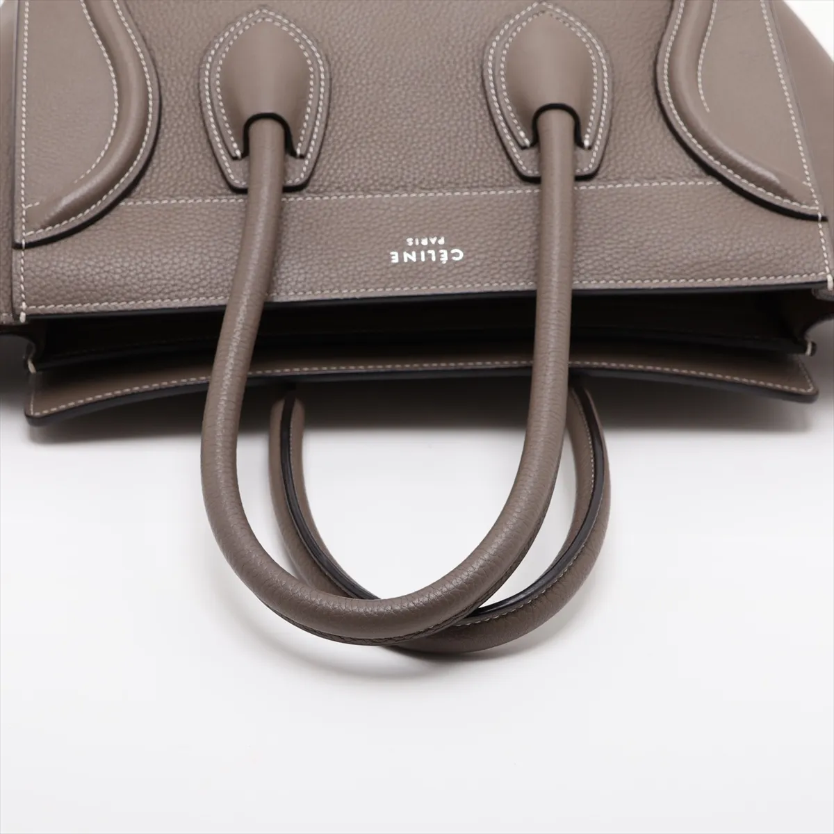 Luggage Micro Shopper Leather Handbag, Beige — view 5
