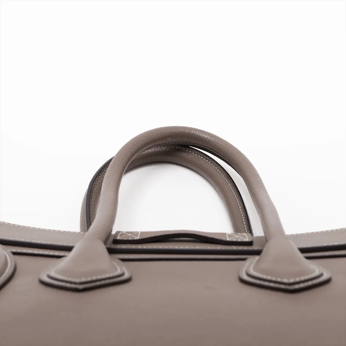 Luggage Micro Shopper Leather Handbag, Beige — view 6