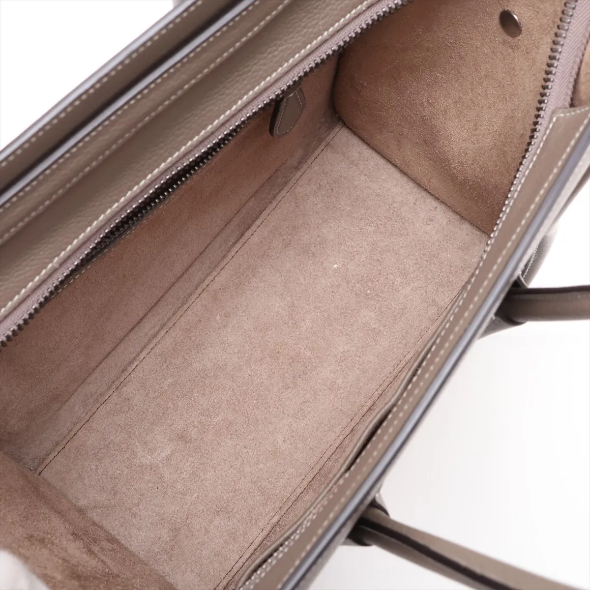 Luggage Micro Shopper Leather Handbag, Beige — view 7