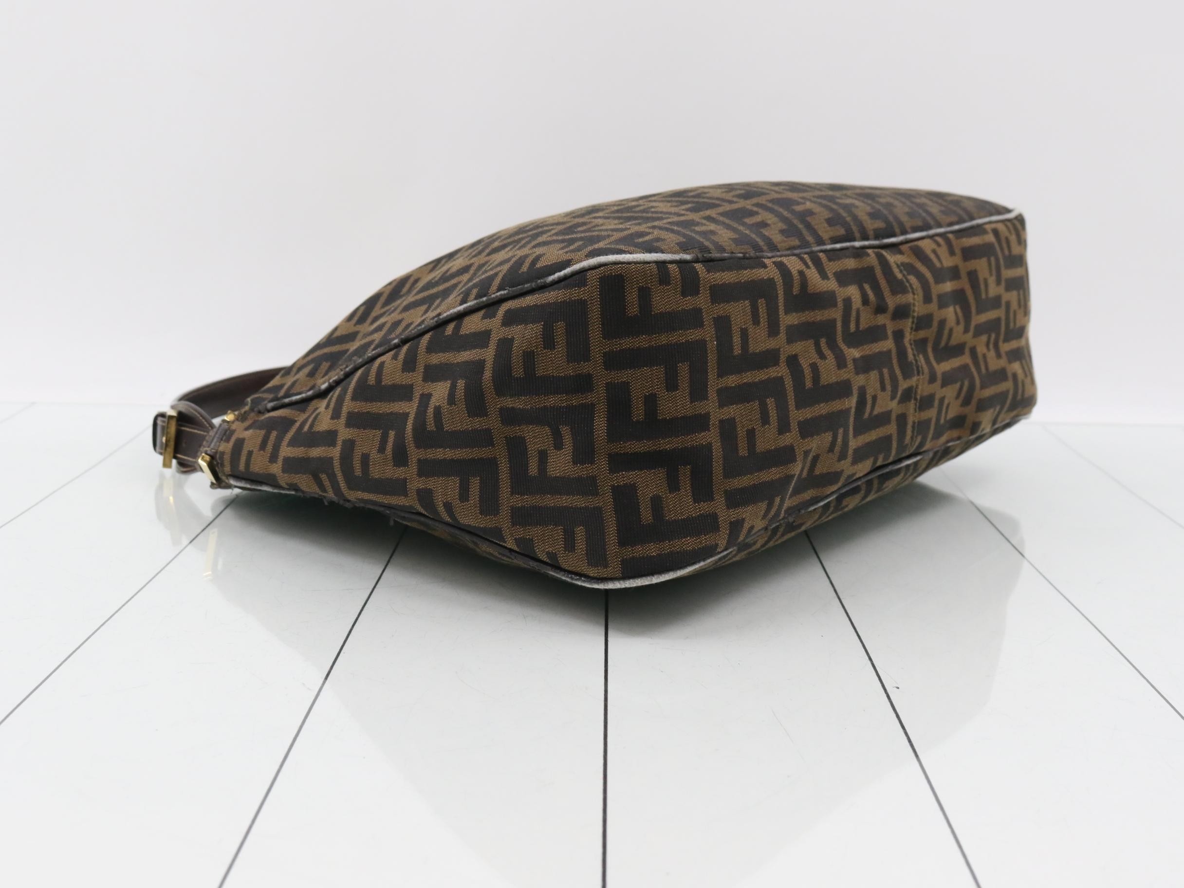 Zucca Shoulder Bag, Canvas/Leather, Brown — view 5