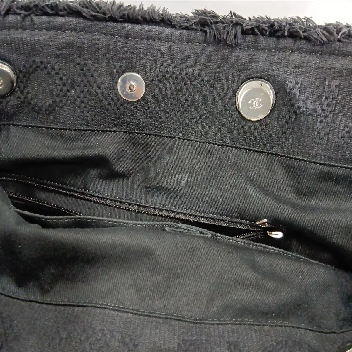 Coco Mark Canvas 2-Way Tote Bag, Black with Silver Hardware, 30429554 (Serial Number in the 30s) — view 12