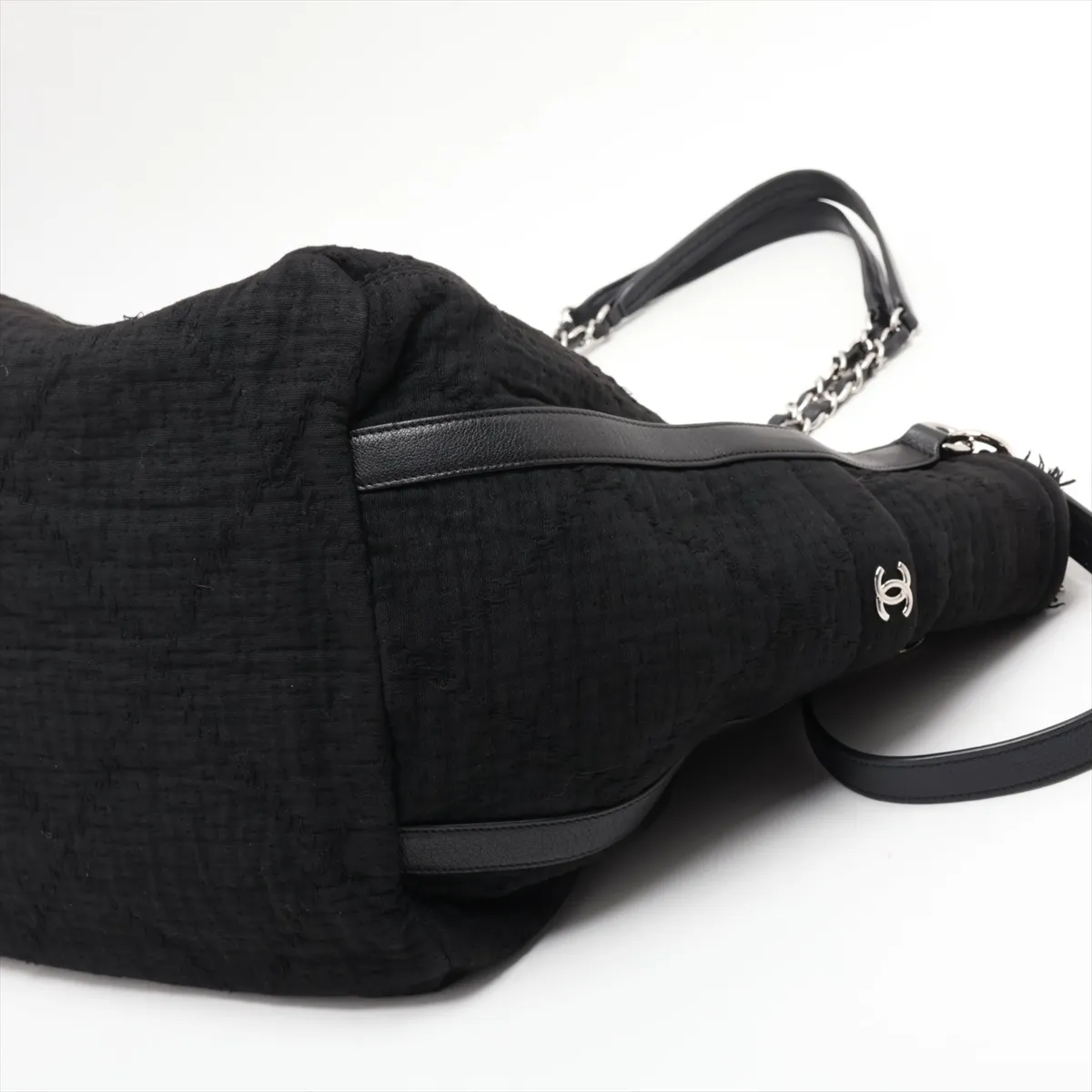 Coco Mark Canvas 2-Way Tote Bag, Black with Silver Hardware, 30429554 (Serial Number in the 30s) — view 3