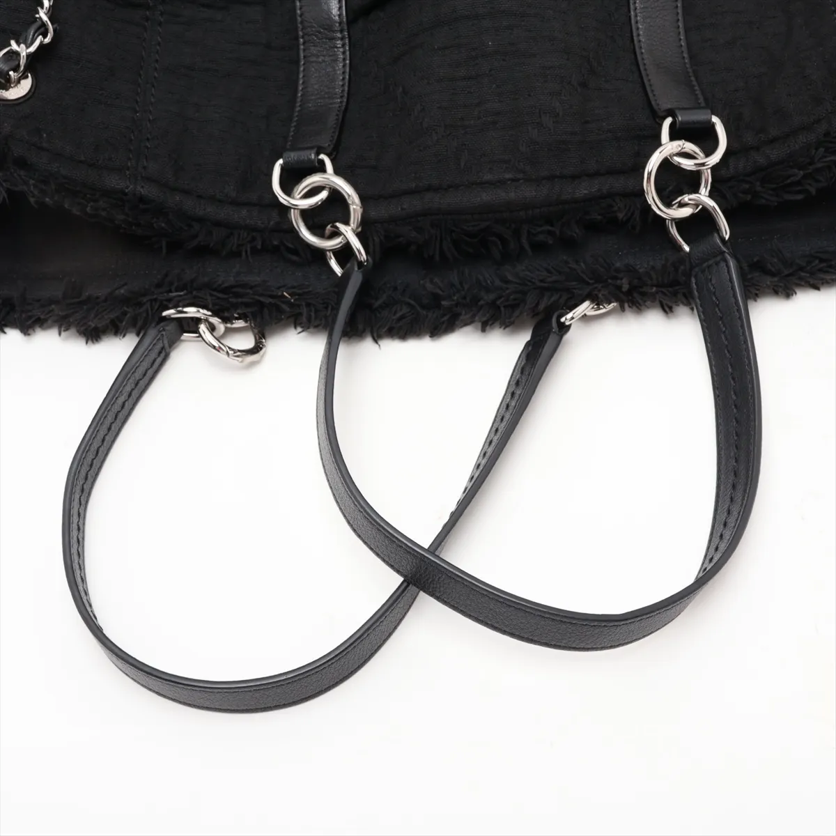 Coco Mark Canvas 2-Way Tote Bag, Black with Silver Hardware, 30429554 (Serial Number in the 30s) — view 7