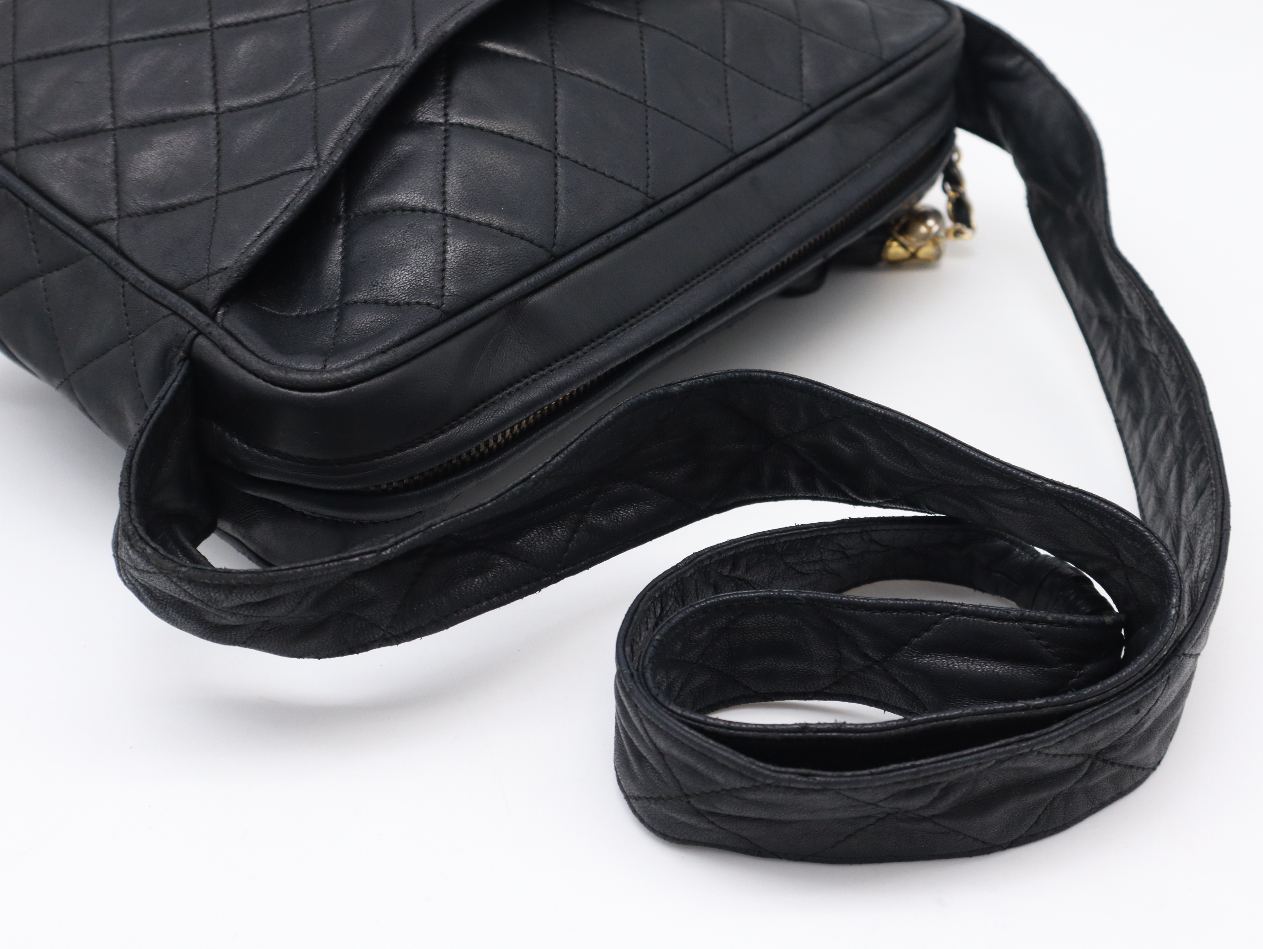 Lambskin Matelassé Fringe Coco Mark Black Seal Shoulder Bag 1991401 — view 6
