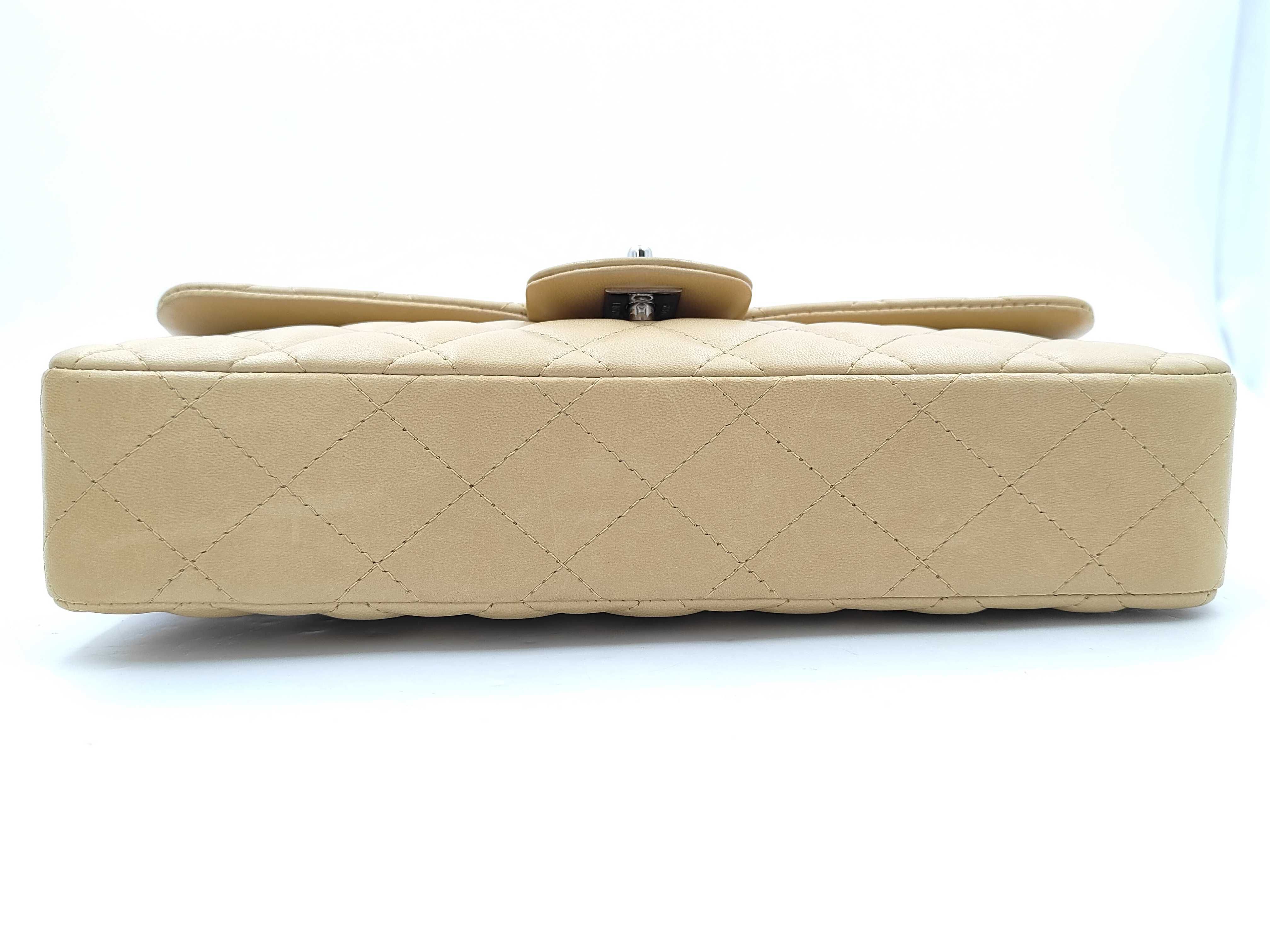 Calfskin Beige Matelassé Shoulder Bag with Silver Hardware — view 4