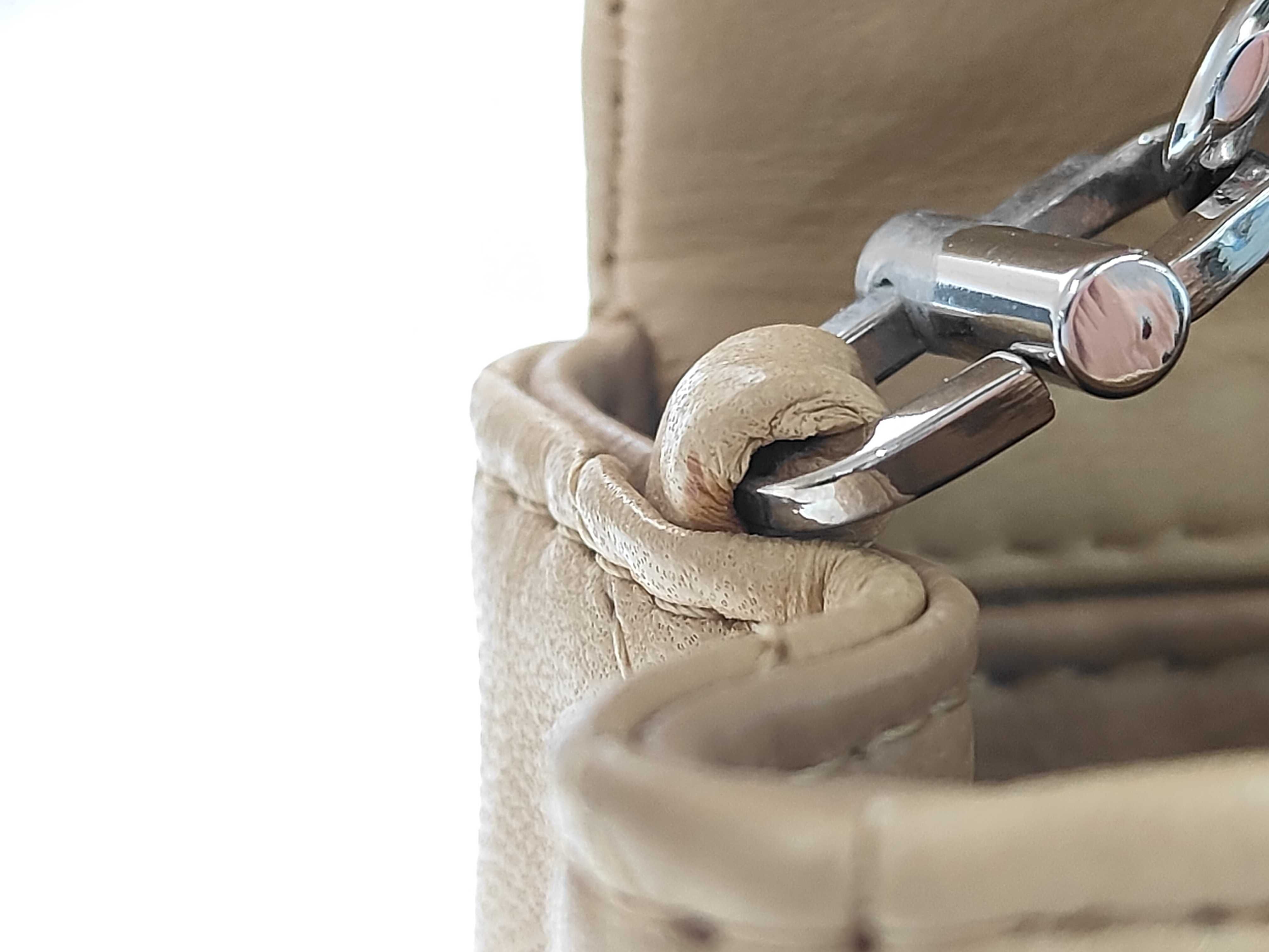 Calfskin Beige Matelassé Shoulder Bag with Silver Hardware — view 8