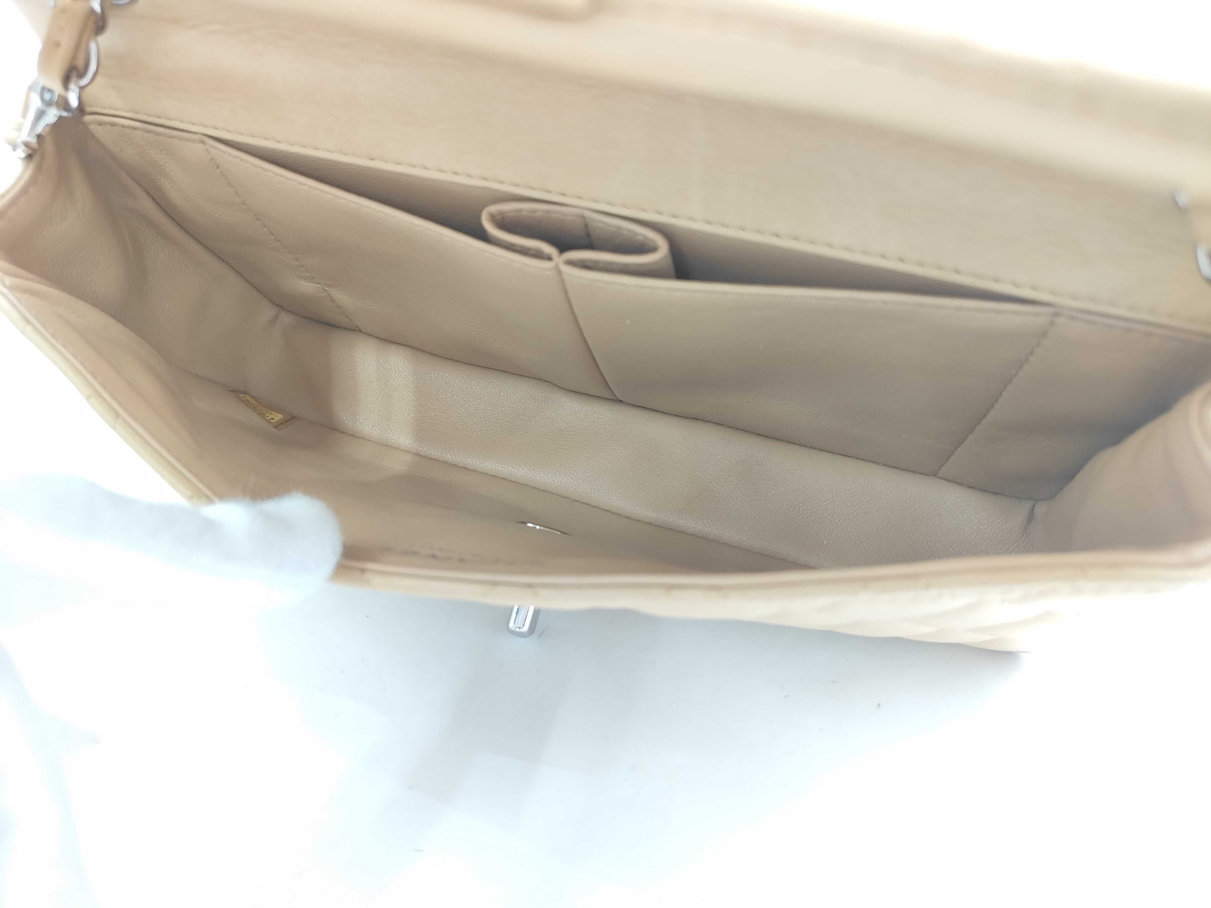 Calfskin Beige Matelassé Shoulder Bag with Silver Hardware — view 10