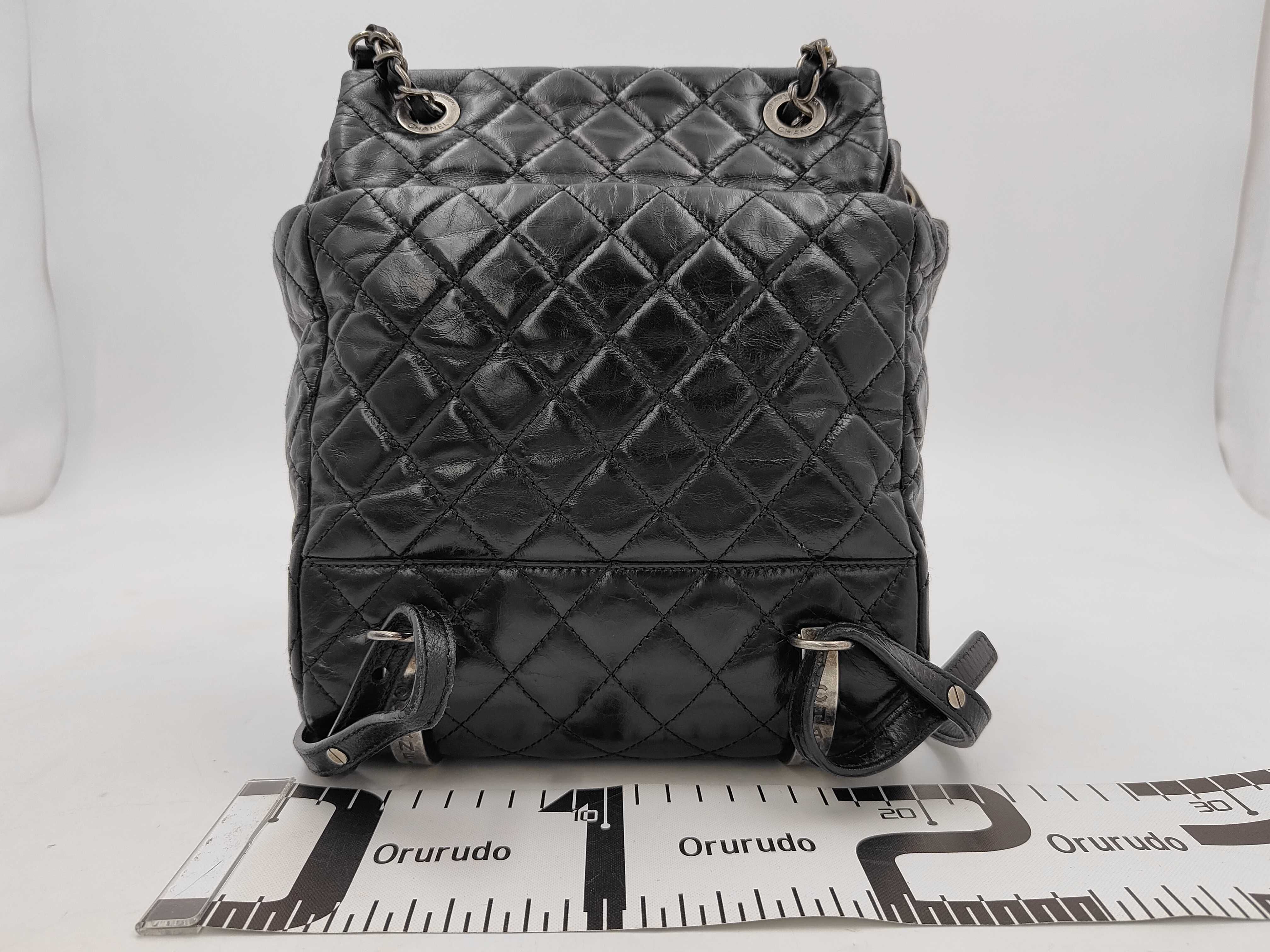 Matelassé Vintage Calfskin Chain Backpack, Black with Gunmetal Hardware, Serial Number — view 2