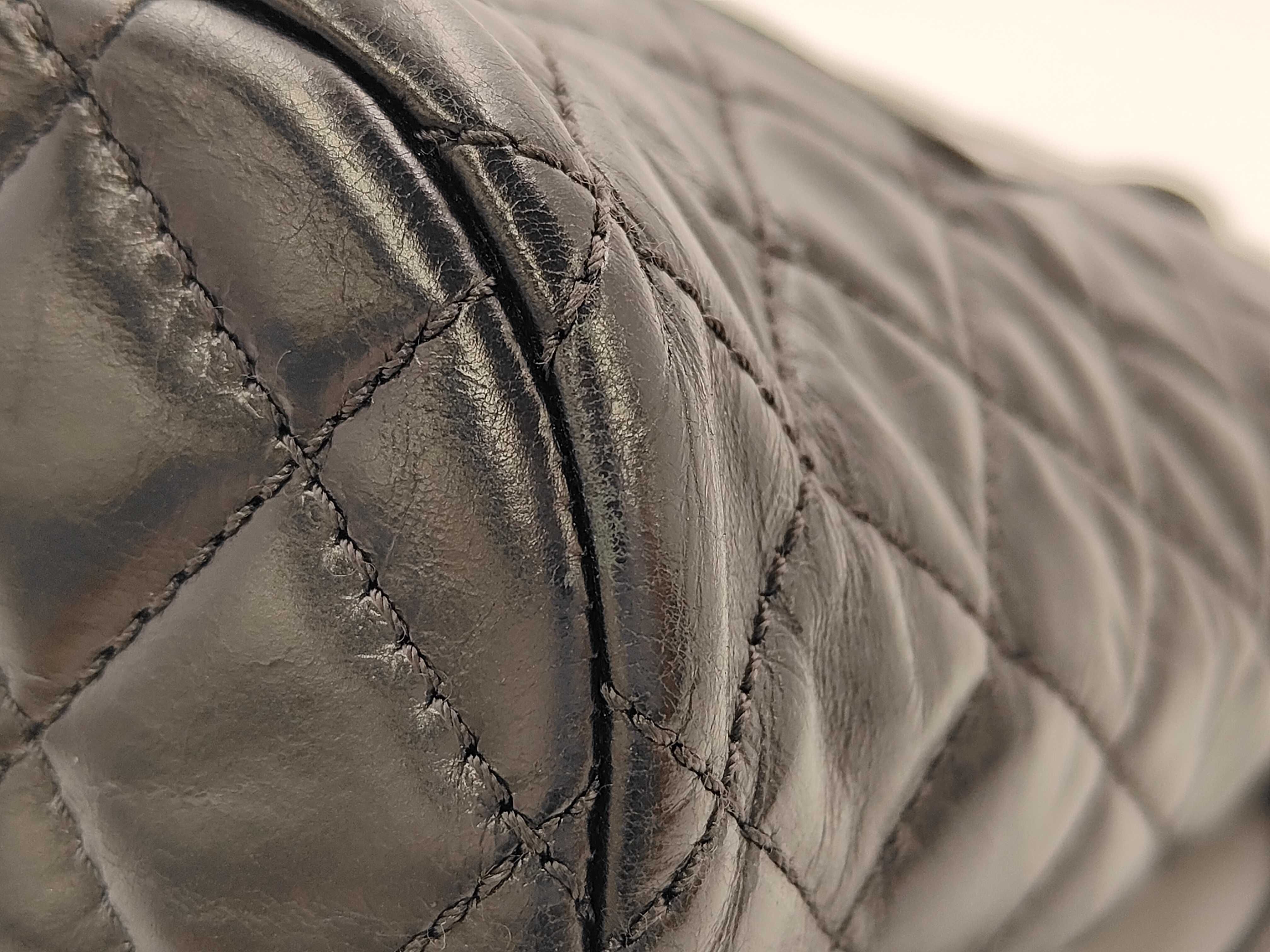 Matelassé Vintage Calfskin Chain Backpack, Black with Gunmetal Hardware, Serial Number — view 4
