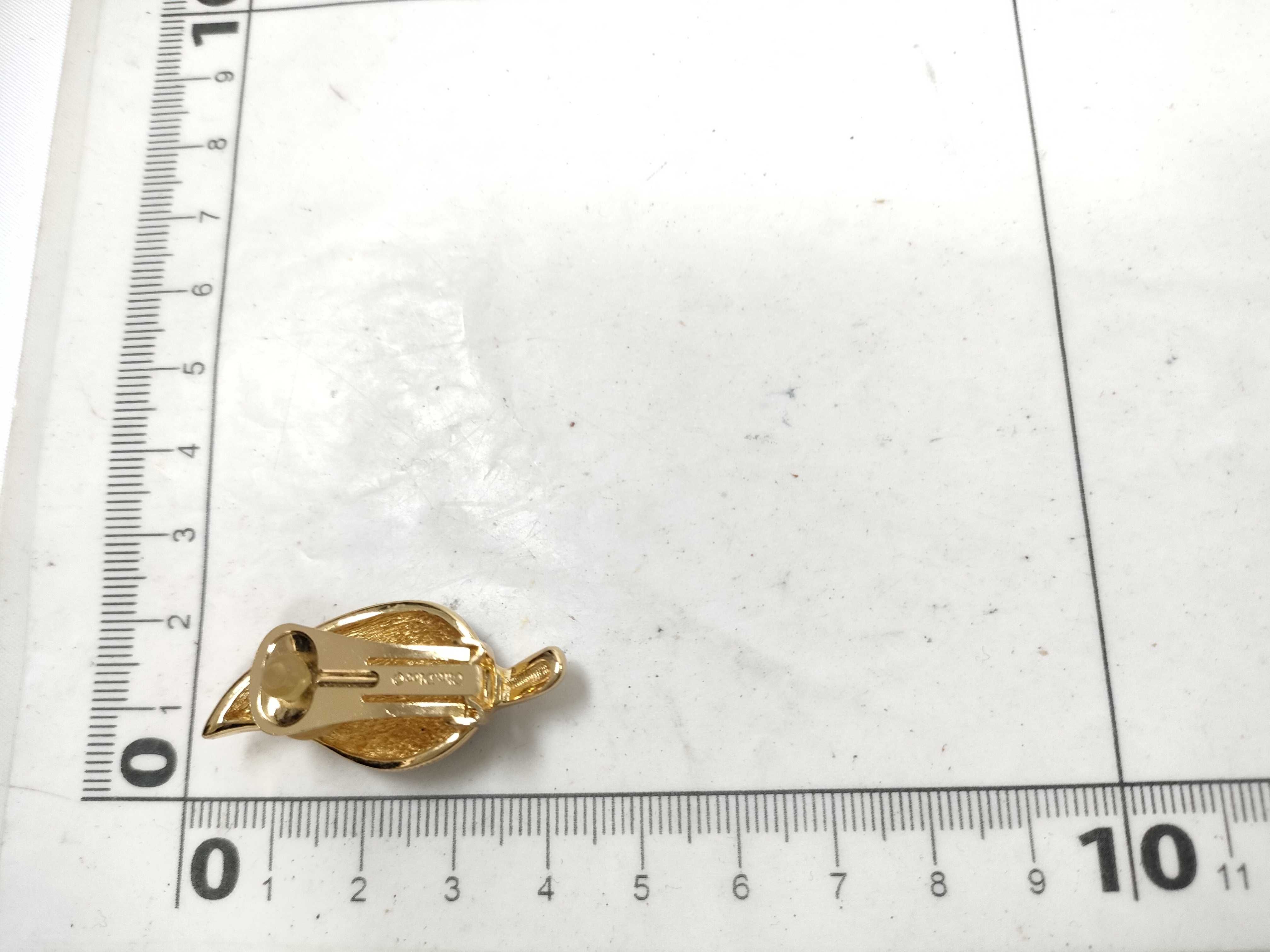 Vintage Leaf Rhinestone Black Gold Earrings — view 6