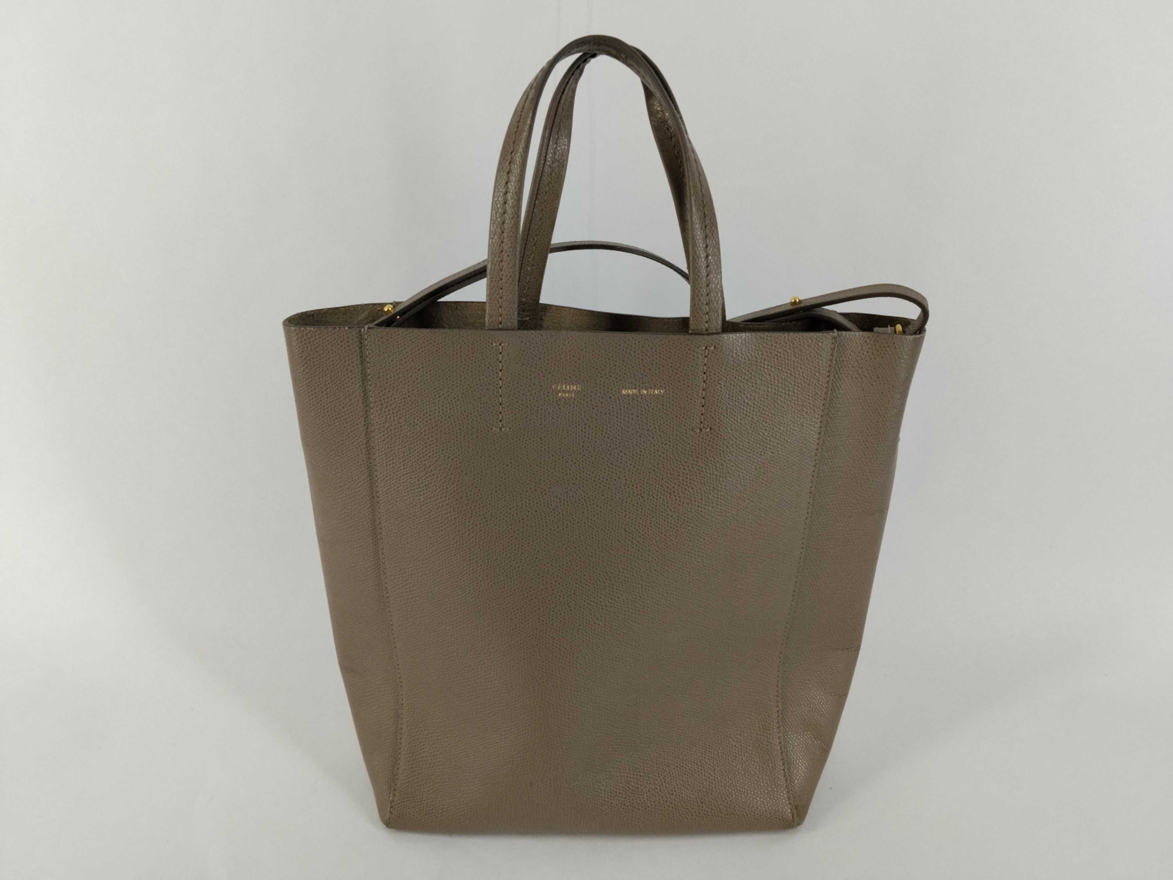 Vertical Cabas 2-way Tote Bag/Shoulder Bag, Beige Tote Bag