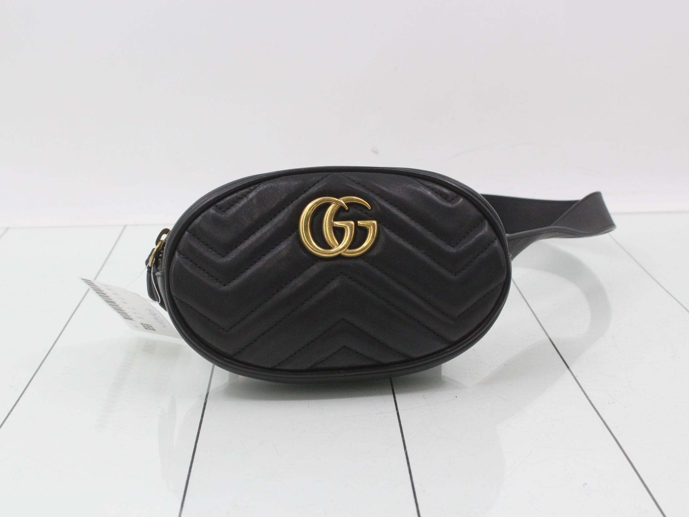 GG Marmont Leather Waist Bag, Black