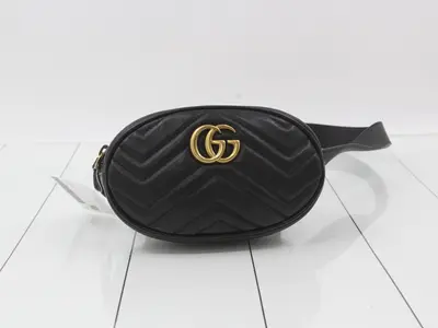 GG Marmont Leather Waist Bag, Black