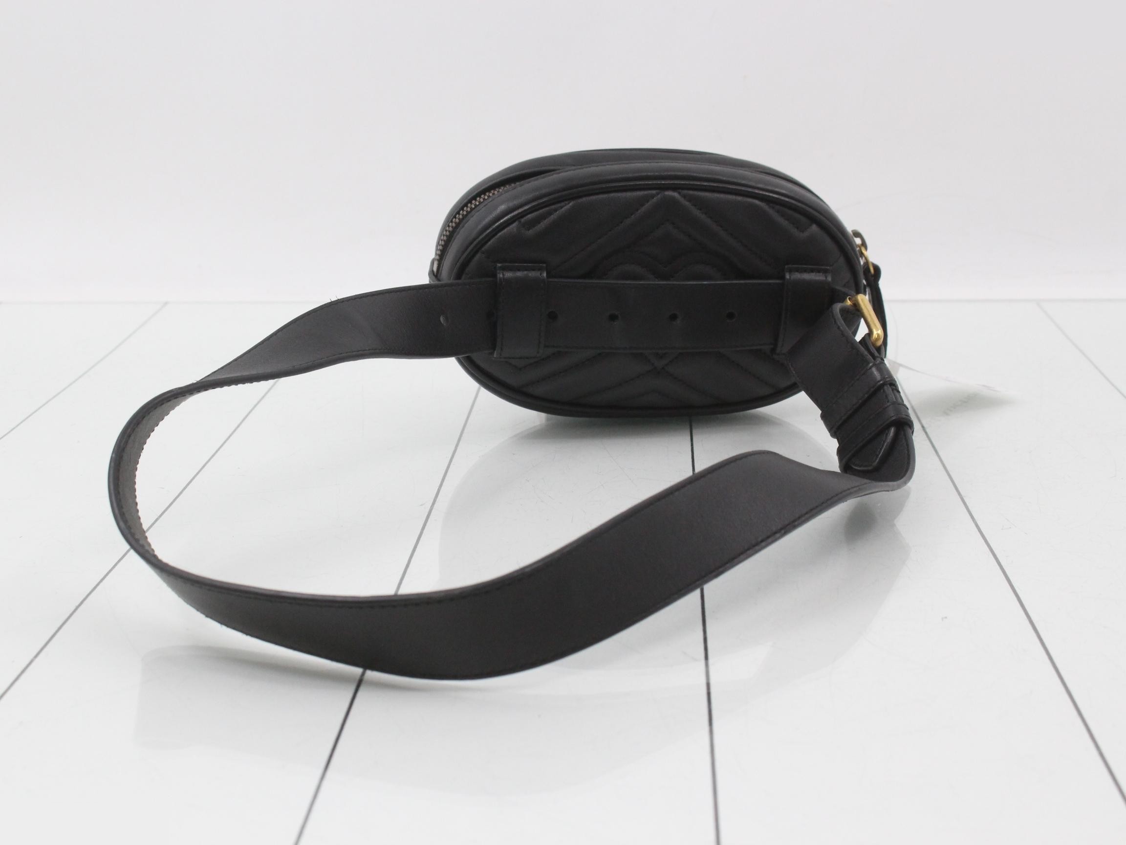 GG Marmont Leather Waist Bag, Black — view 2