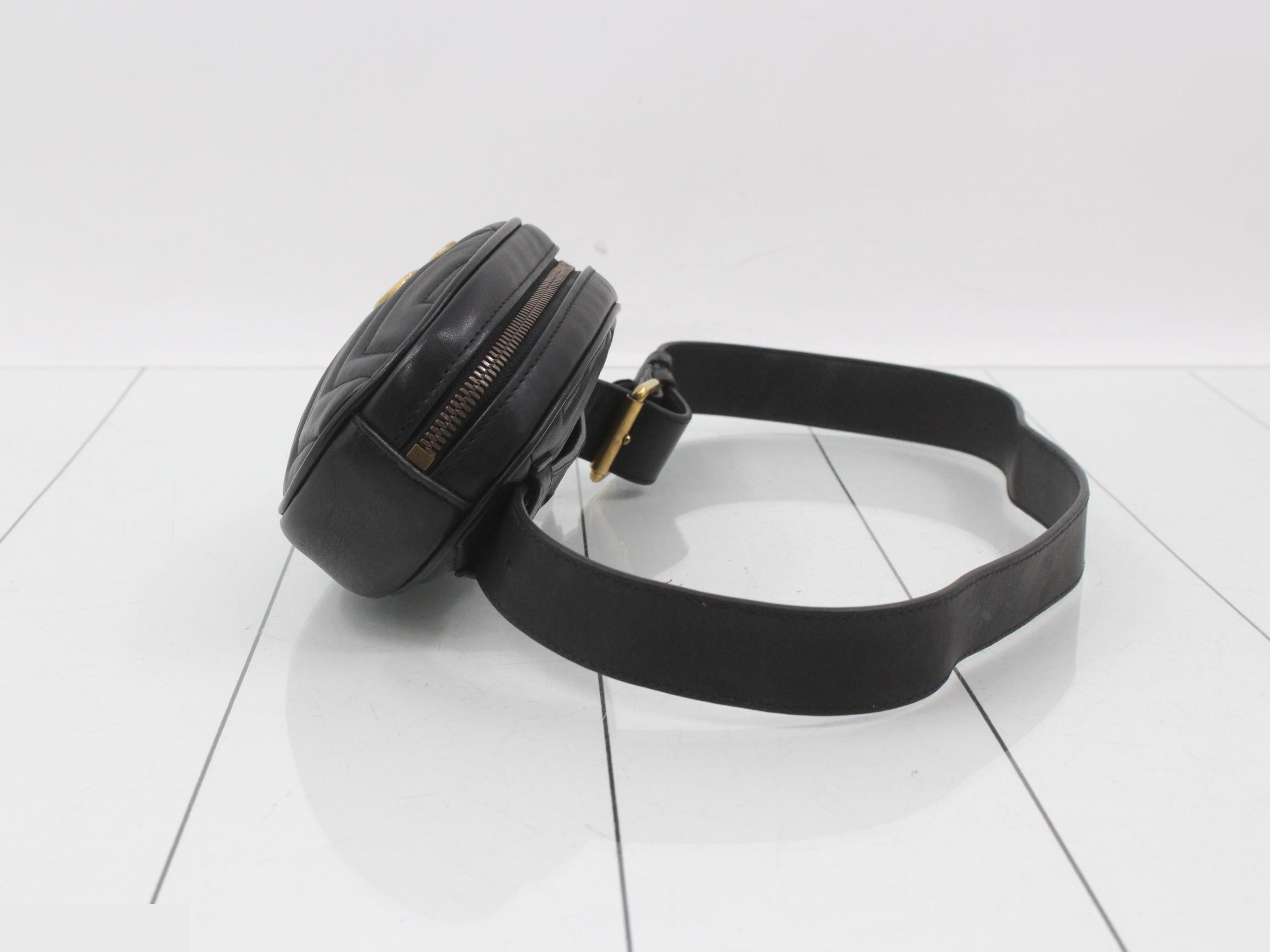 GG Marmont Leather Waist Bag, Black — view 3
