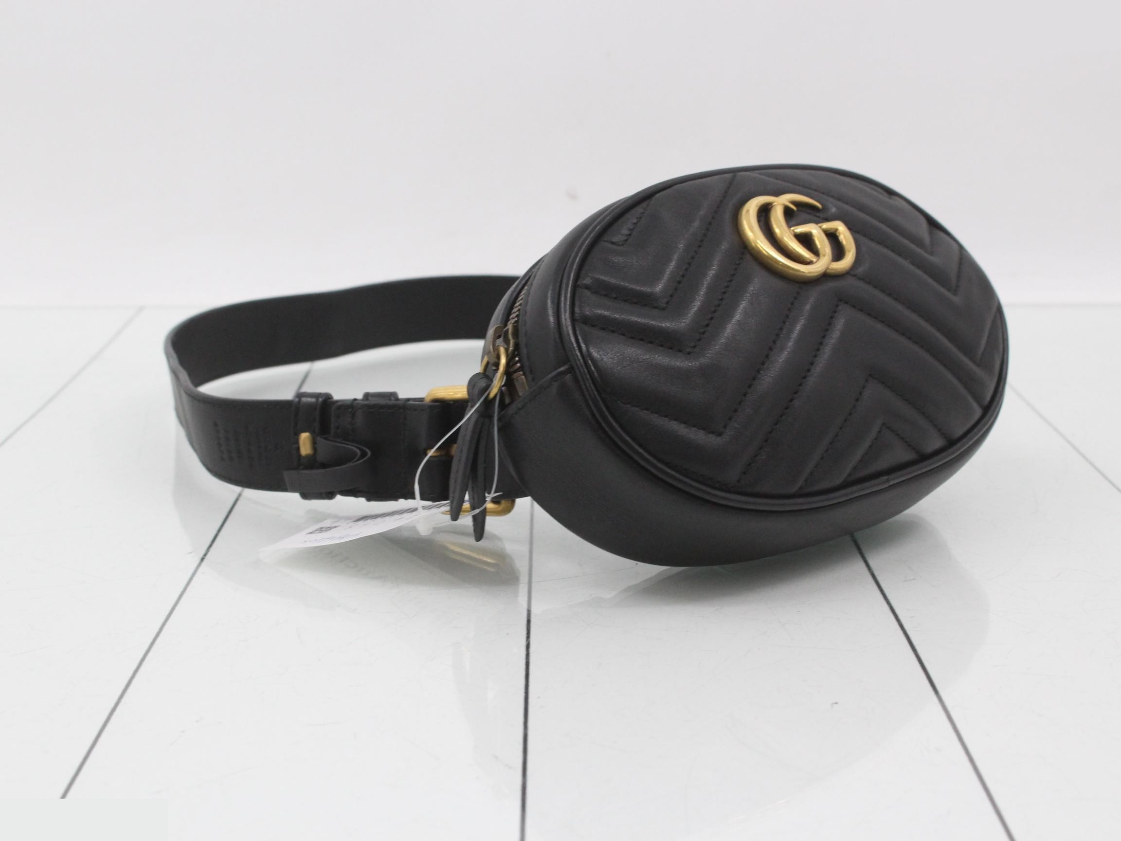 GG Marmont Leather Waist Bag, Black — view 5
