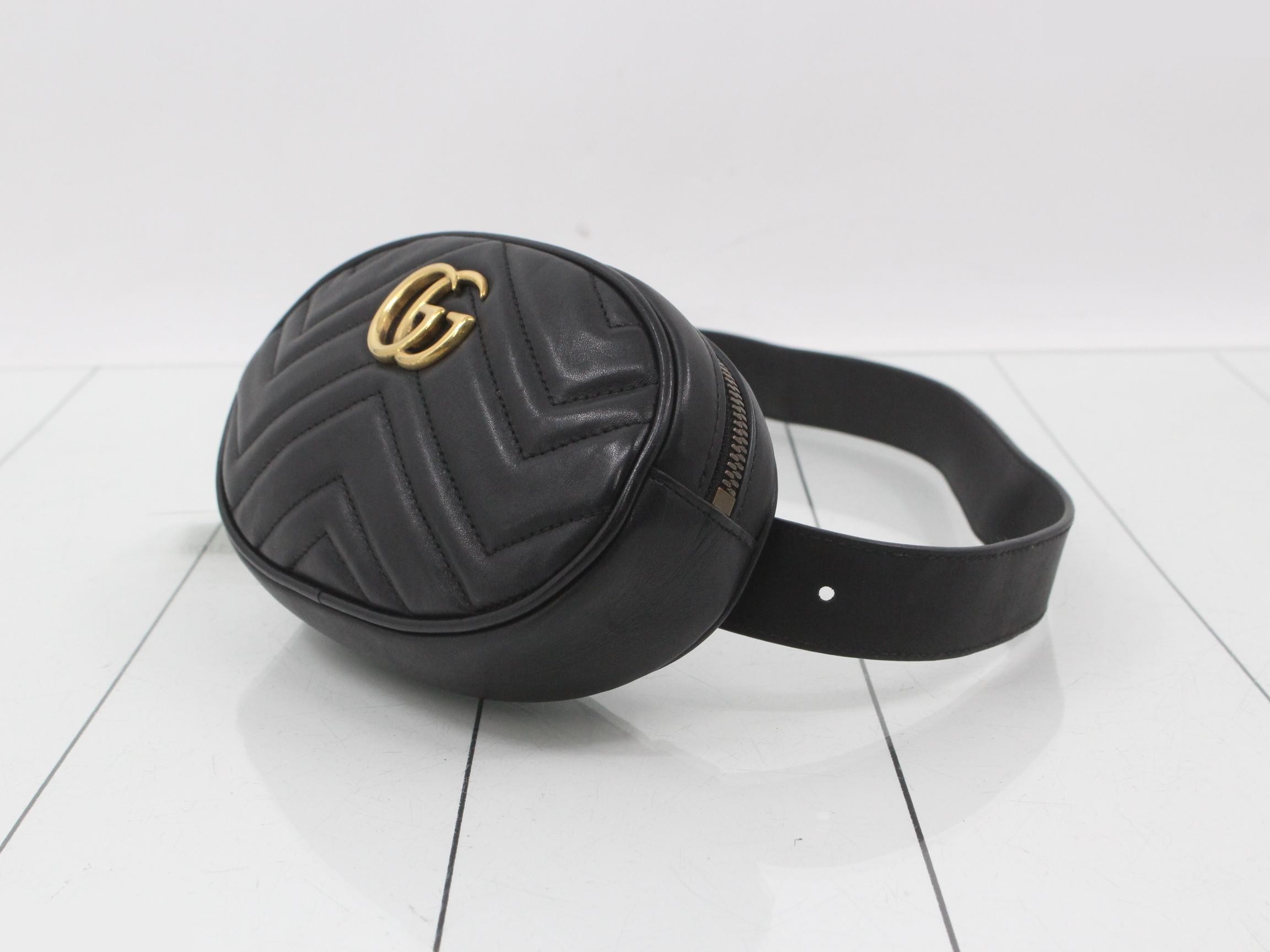 GG Marmont Leather Waist Bag, Black — view 6