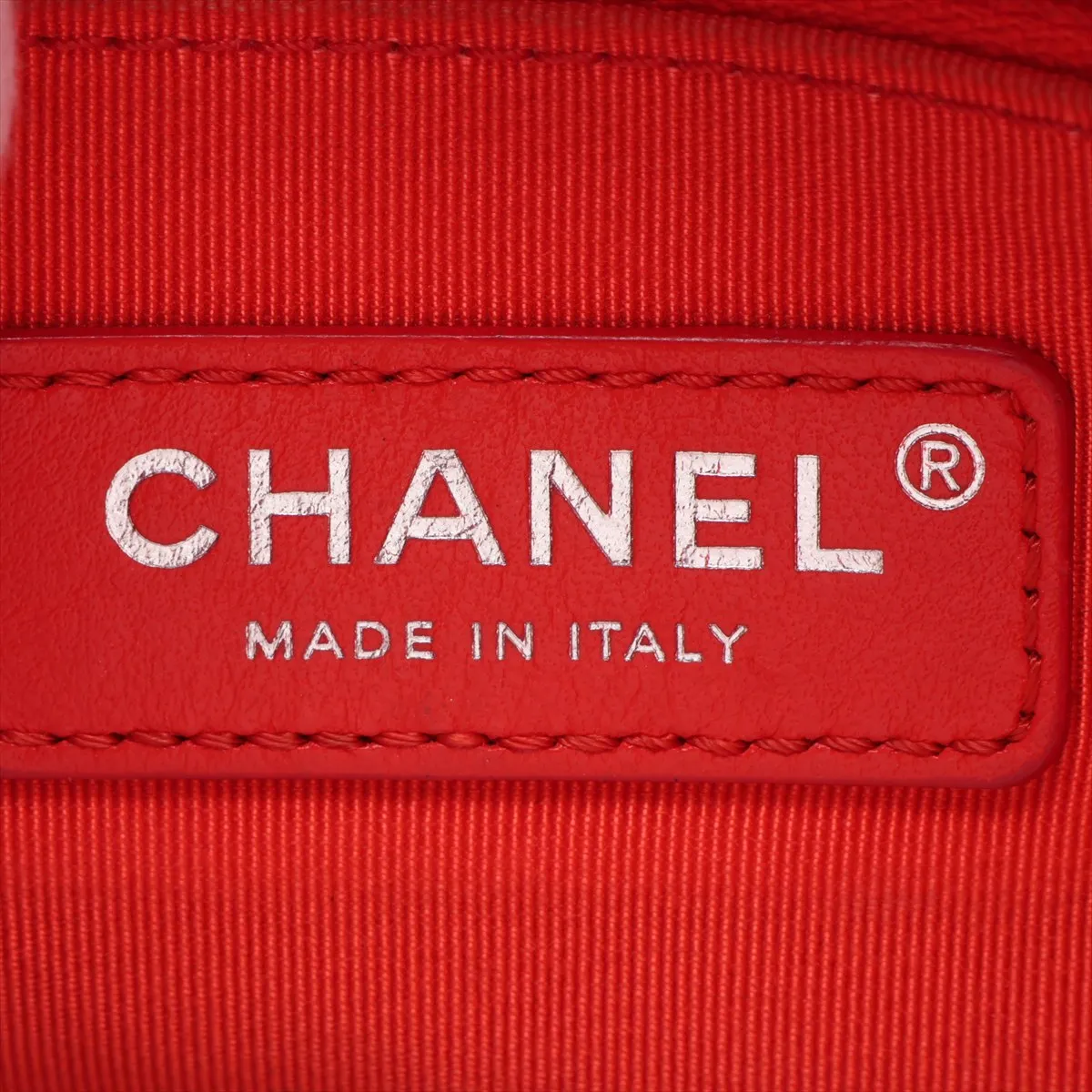 Gabrielle de Chanel Vintage Calfskin Chain Shoulder Bag, Orange with Gold and Silver Hardware, 27202670, Serial Number 27 — view 8