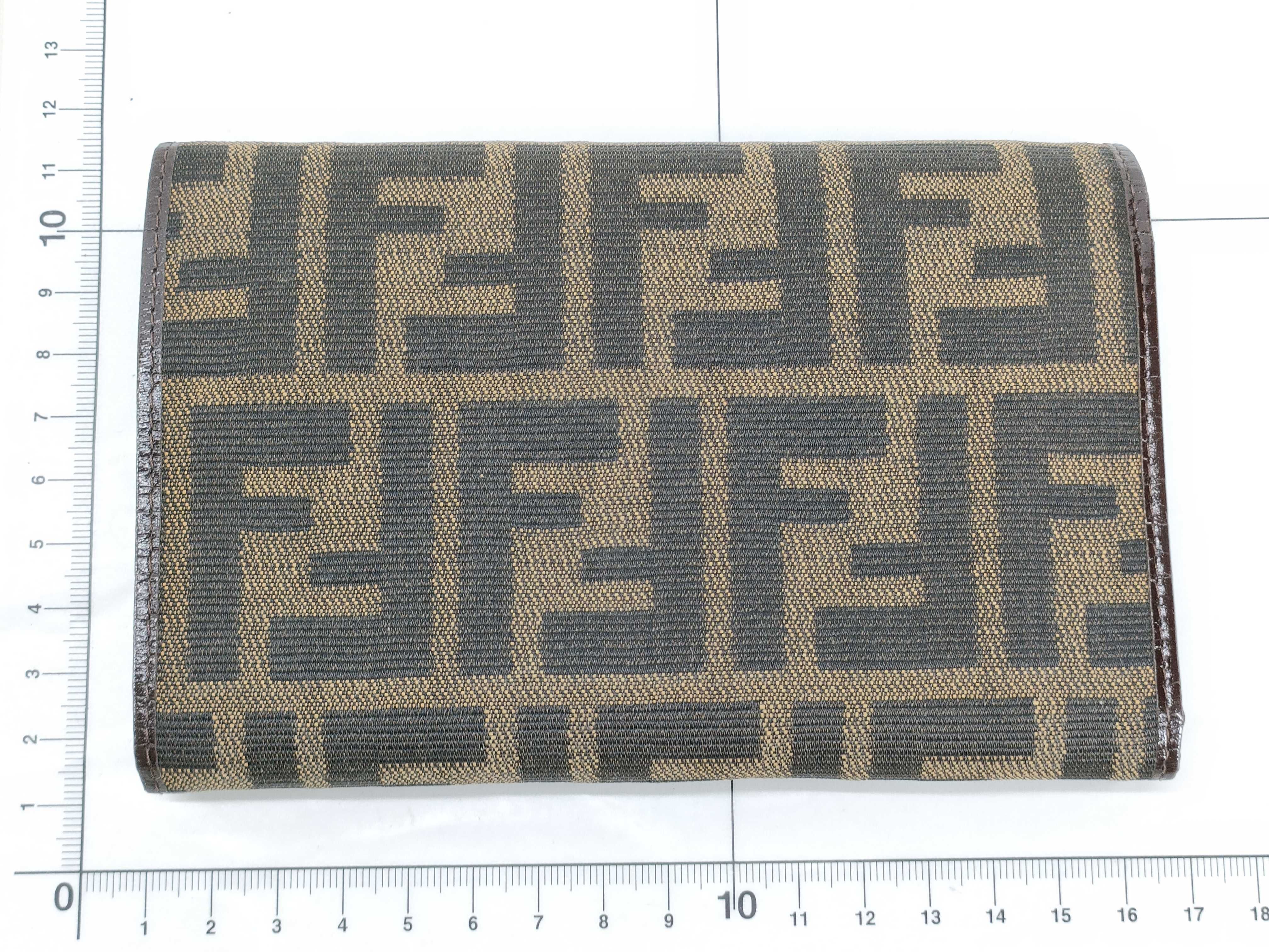 Zucca pattern trifold wallet, brown tones, canvas leather, silver hardware. (Item No. 07 15829 991) — view 2