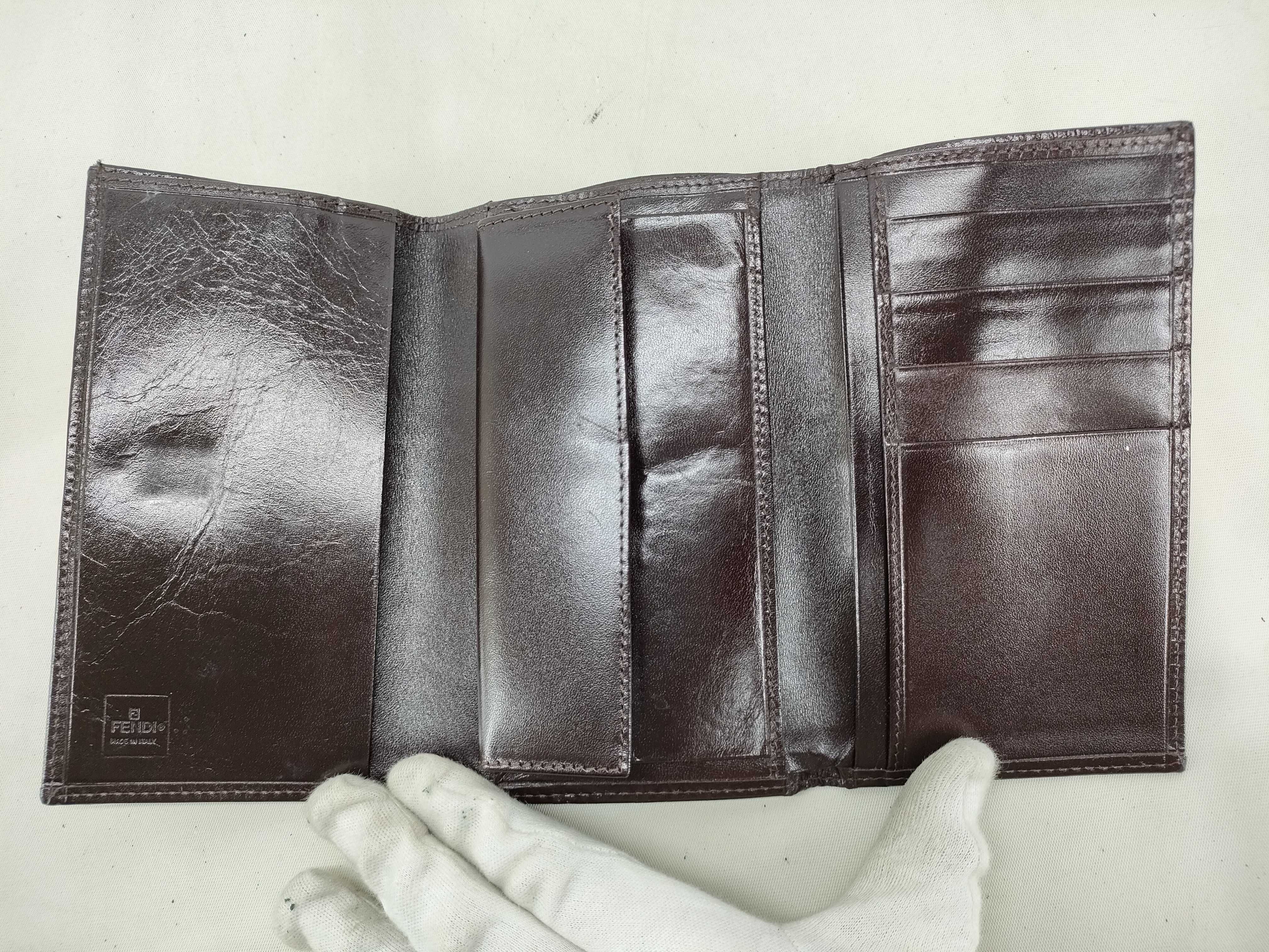 Zucca pattern trifold wallet, brown tones, canvas leather, silver hardware. (Item No. 07 15829 991) — view 6