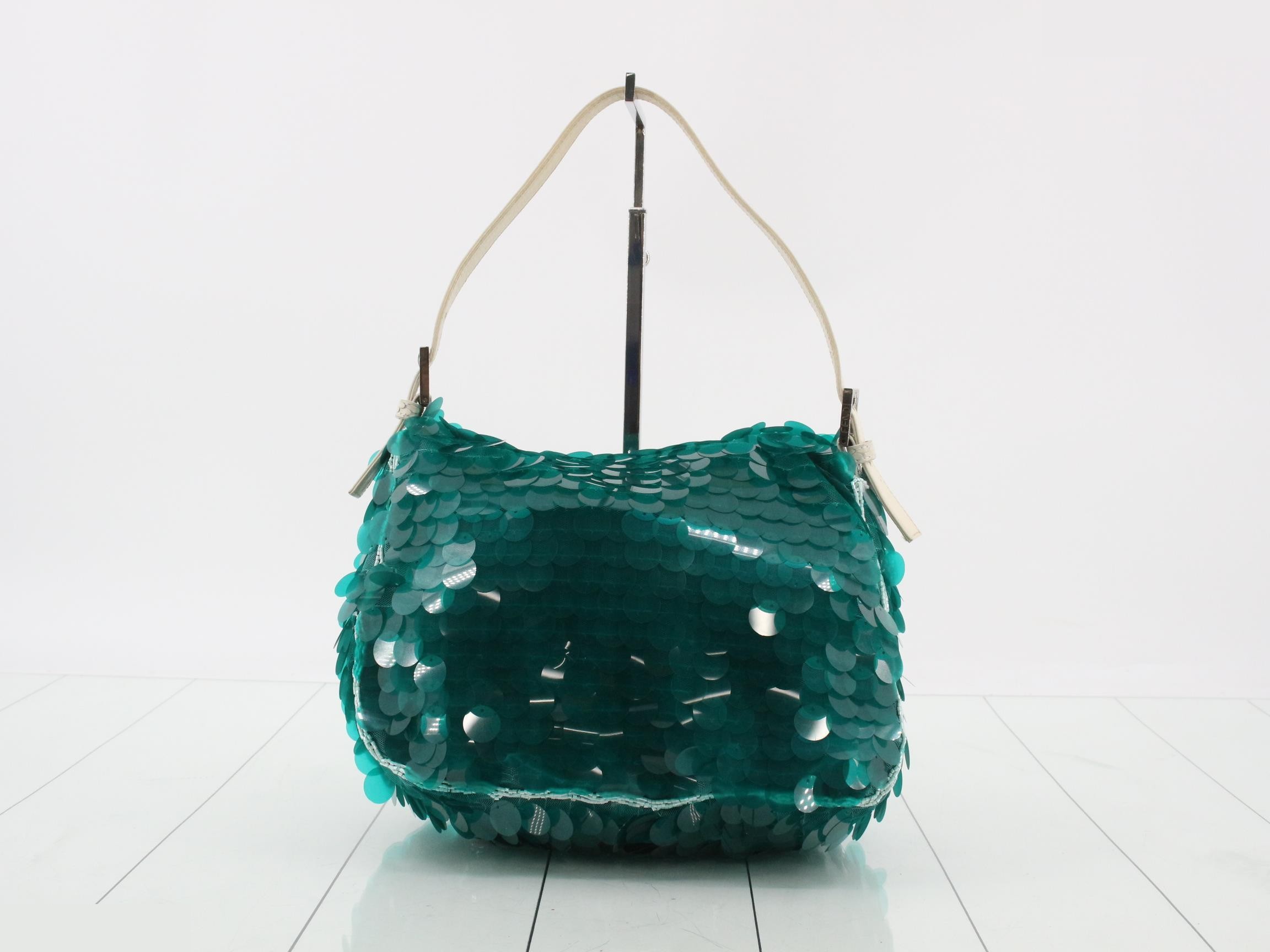 Baguette Sequin Leather One-Shoulder Bag, Two-Tone — view 2