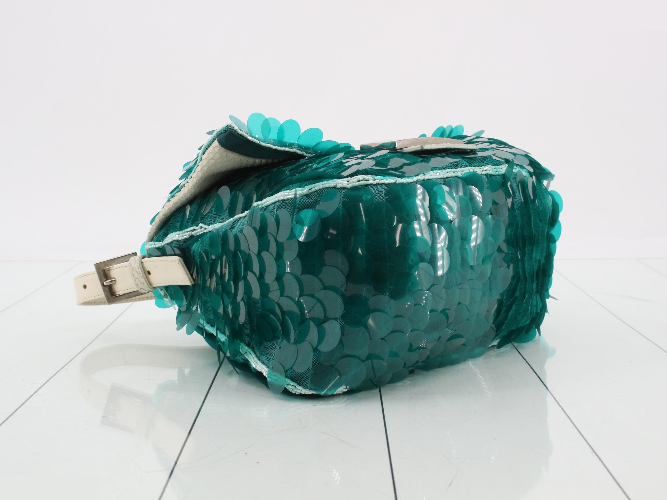 Baguette Sequin Leather One-Shoulder Bag, Two-Tone — view 5