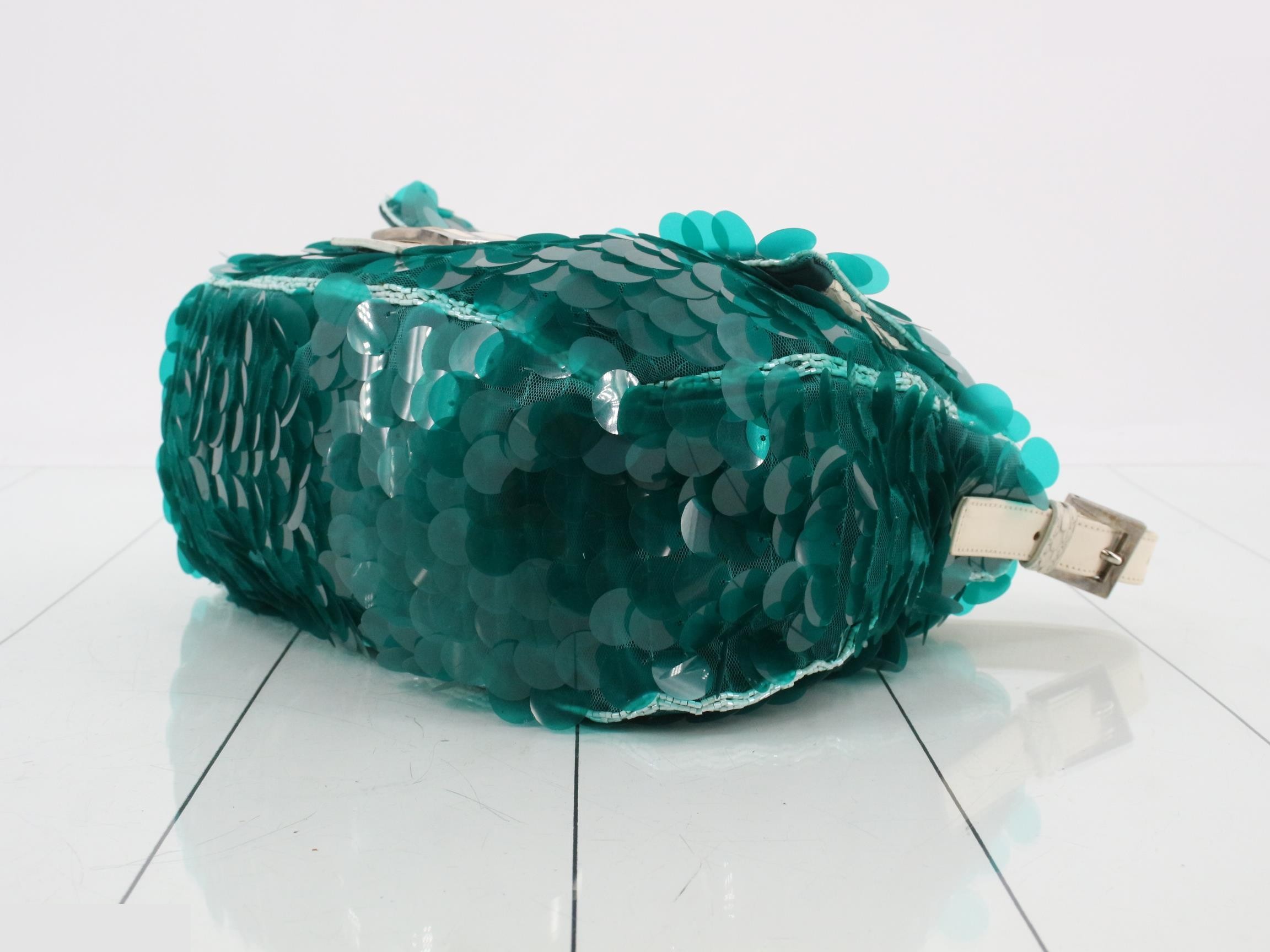 Baguette Sequin Leather One-Shoulder Bag, Two-Tone — view 6