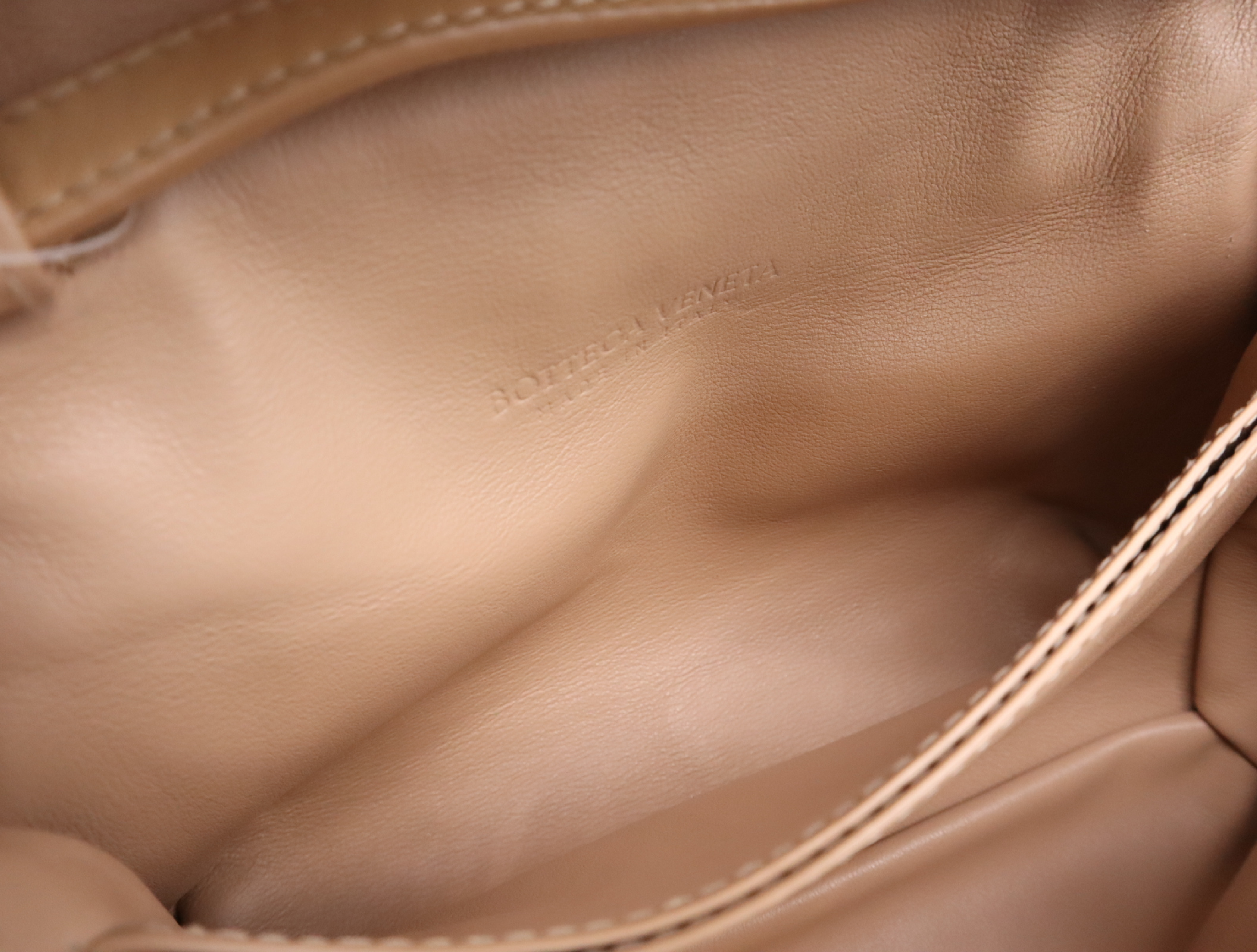 609412 Leather Intrecciato Shoulder Bag, Beige, with Dust Bag. — view 12