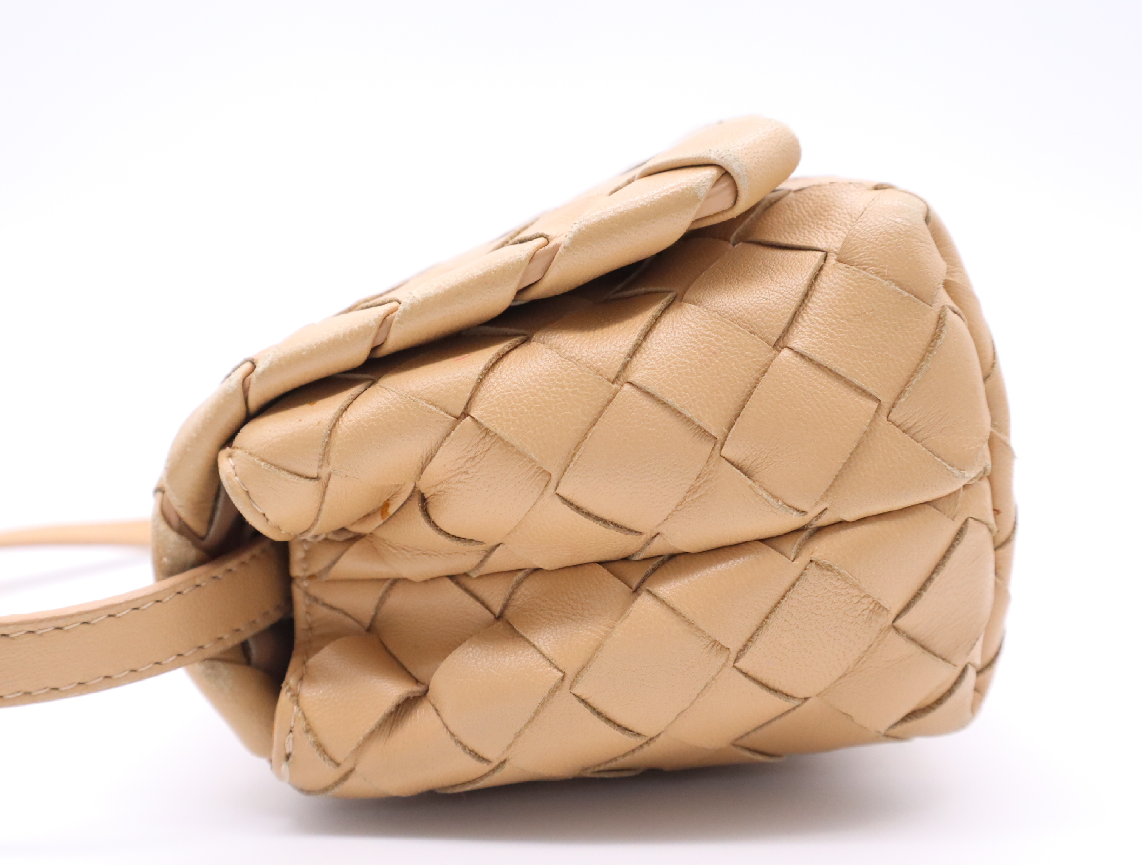 609412 Leather Intrecciato Shoulder Bag, Beige, with Dust Bag. — view 3
