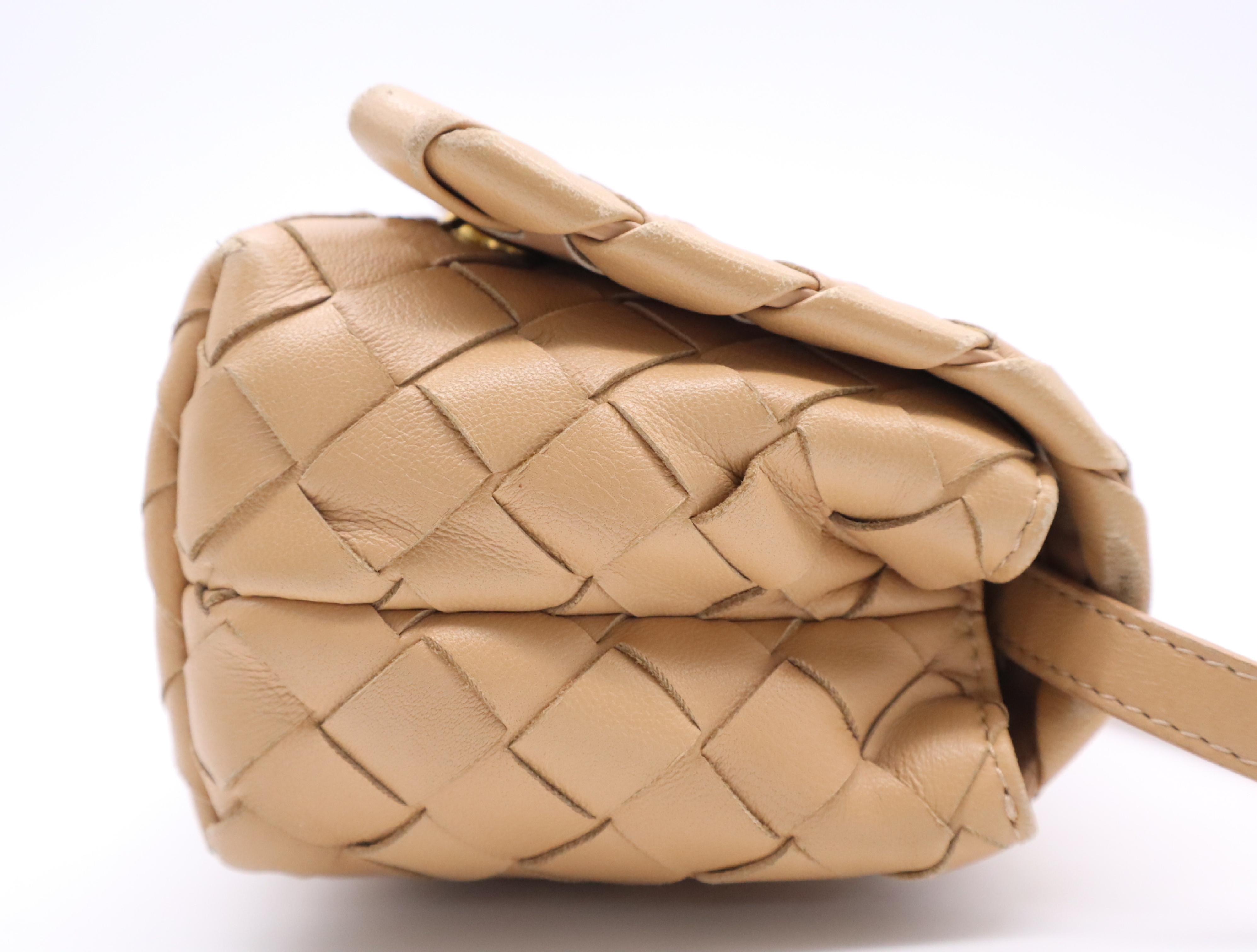 609412 Leather Intrecciato Shoulder Bag, Beige, with Dust Bag. — view 5