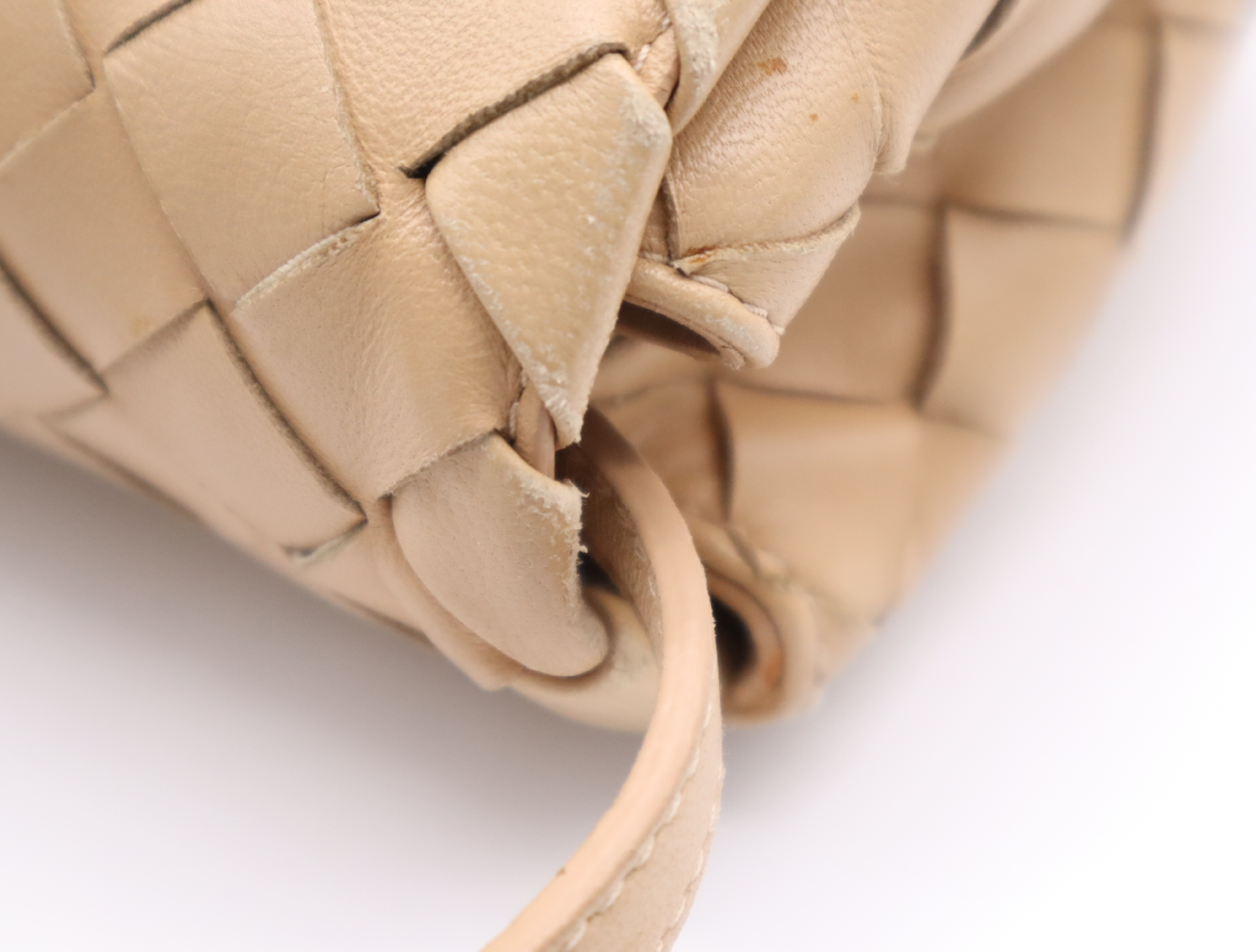 609412 Leather Intrecciato Shoulder Bag, Beige, with Dust Bag. — view 9