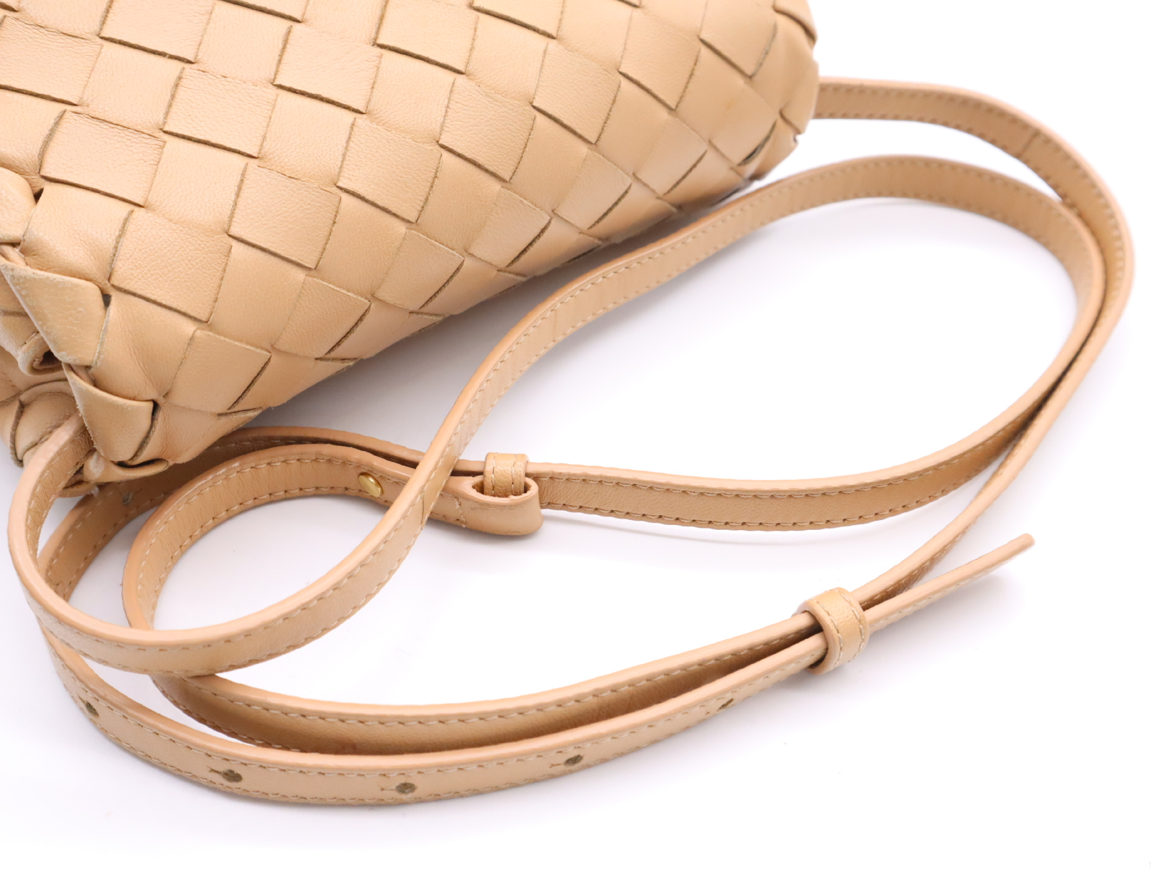 609412 Leather Intrecciato Shoulder Bag, Beige, with Dust Bag. — view 10