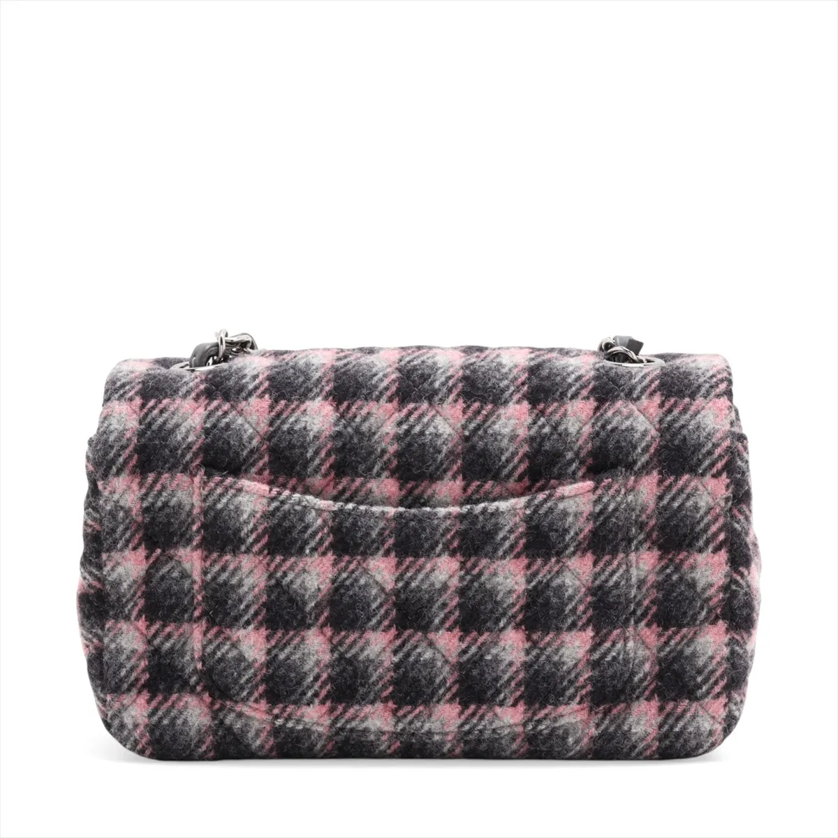 Mini Matelassé 20 Wool Single Flap Single Chain Bag, Gray, Silver Hardware, Random Plate, A69900 — view 2