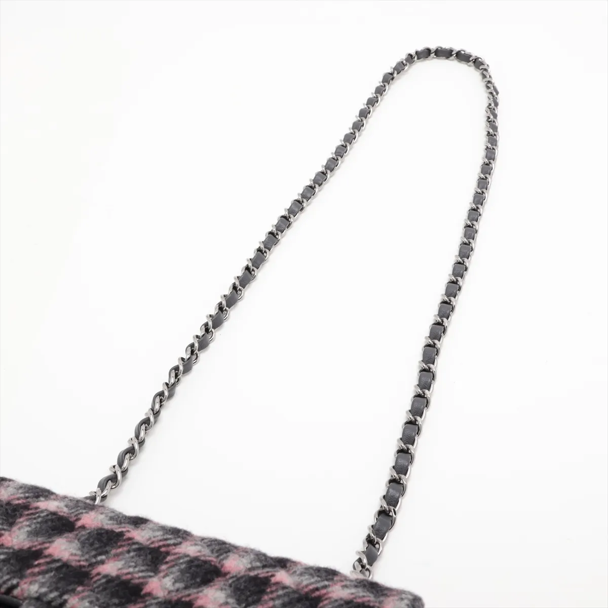 Mini Matelassé 20 Wool Single Flap Single Chain Bag, Gray, Silver Hardware, Random Plate, A69900 — view 5