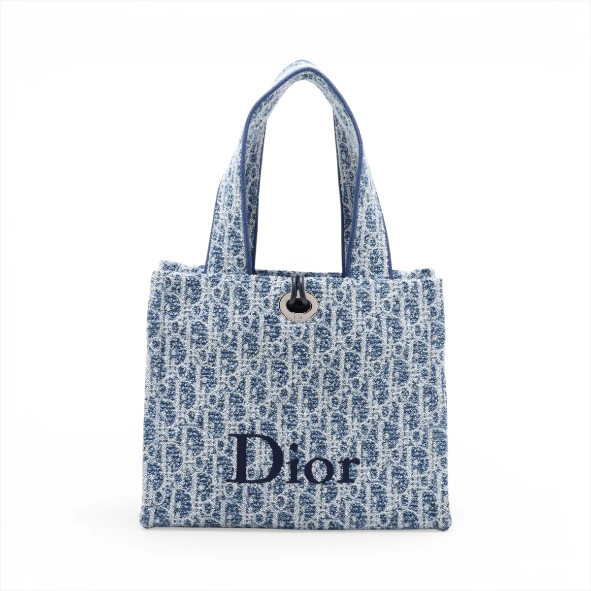 Dioliviera Sponge Black Tote Fabric Handbag Blue Lucky Star