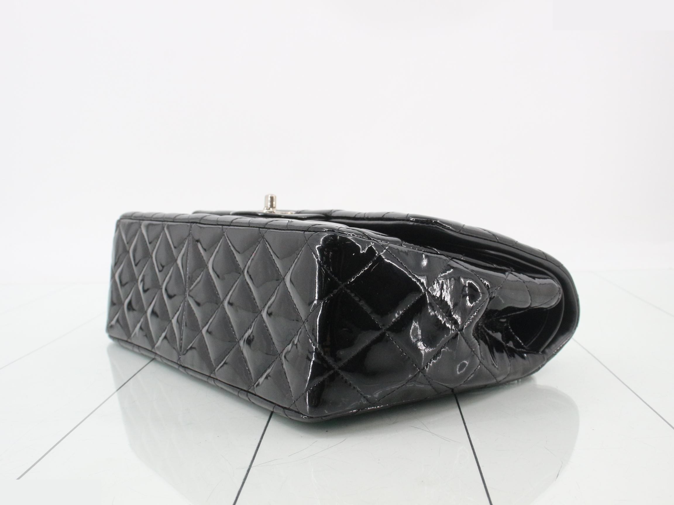 Matelassé enamel double flap double chain shoulder bag — view 6