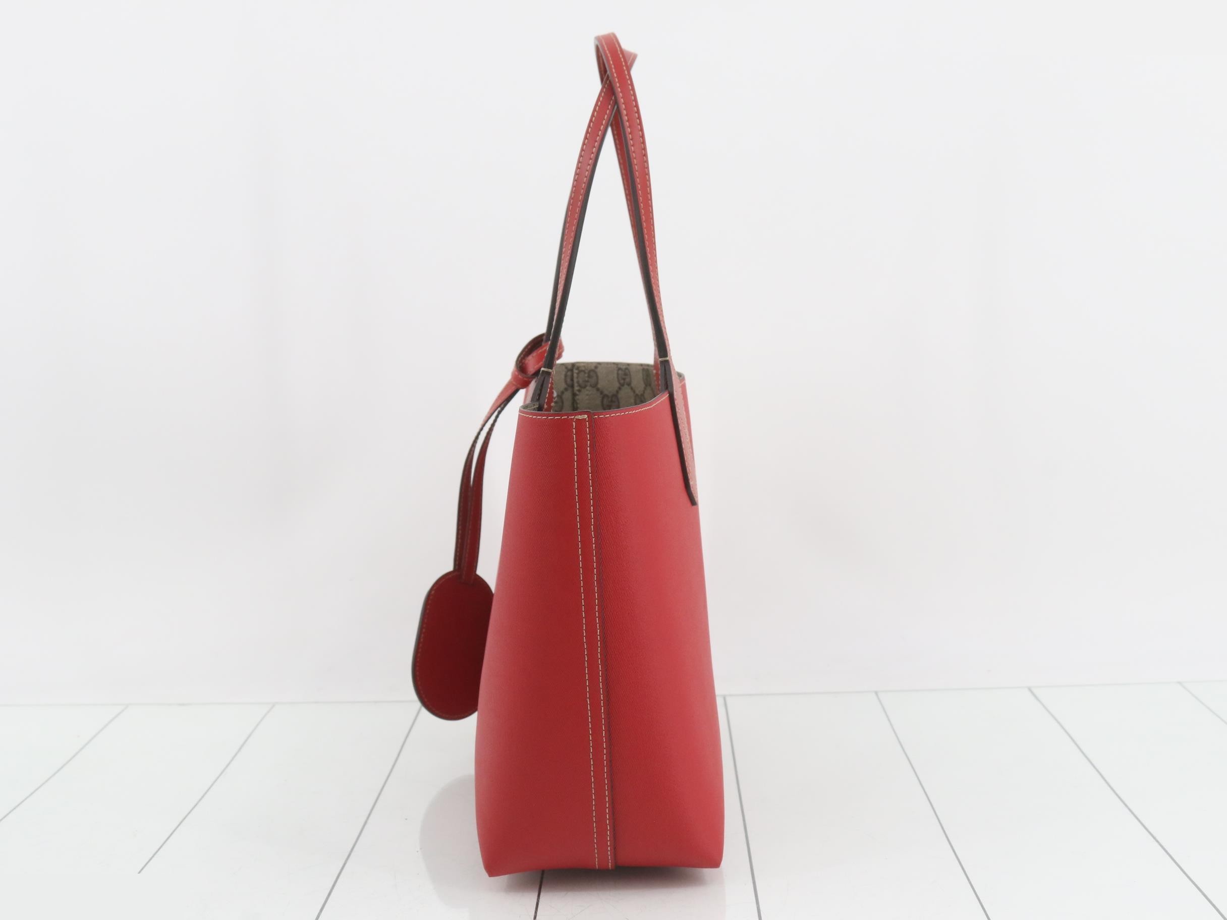 GG Supreme Reversible Tote Bag, PVC/Leather, Brown — view 3