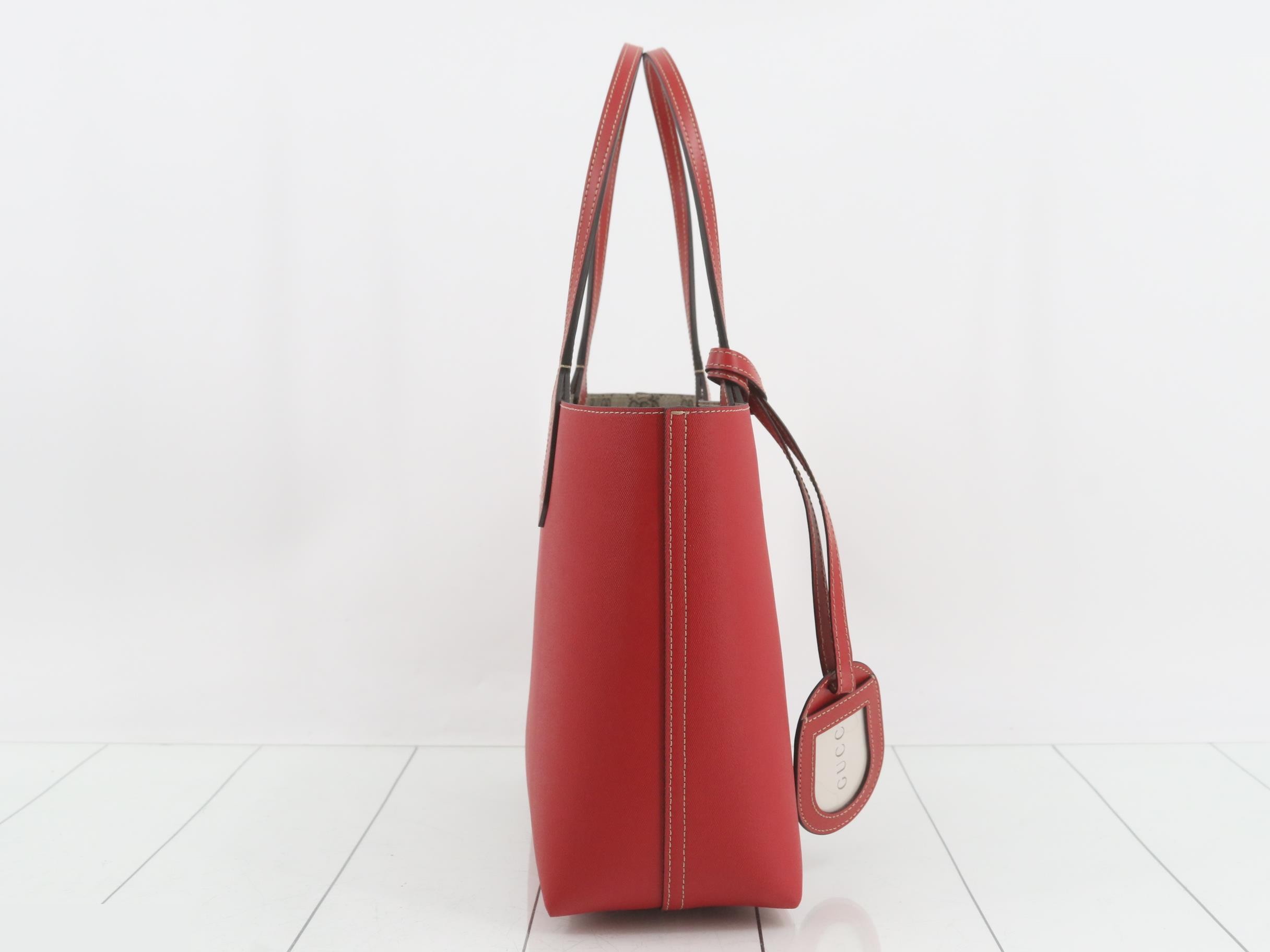 GG Supreme Reversible Tote Bag, PVC/Leather, Brown — view 4