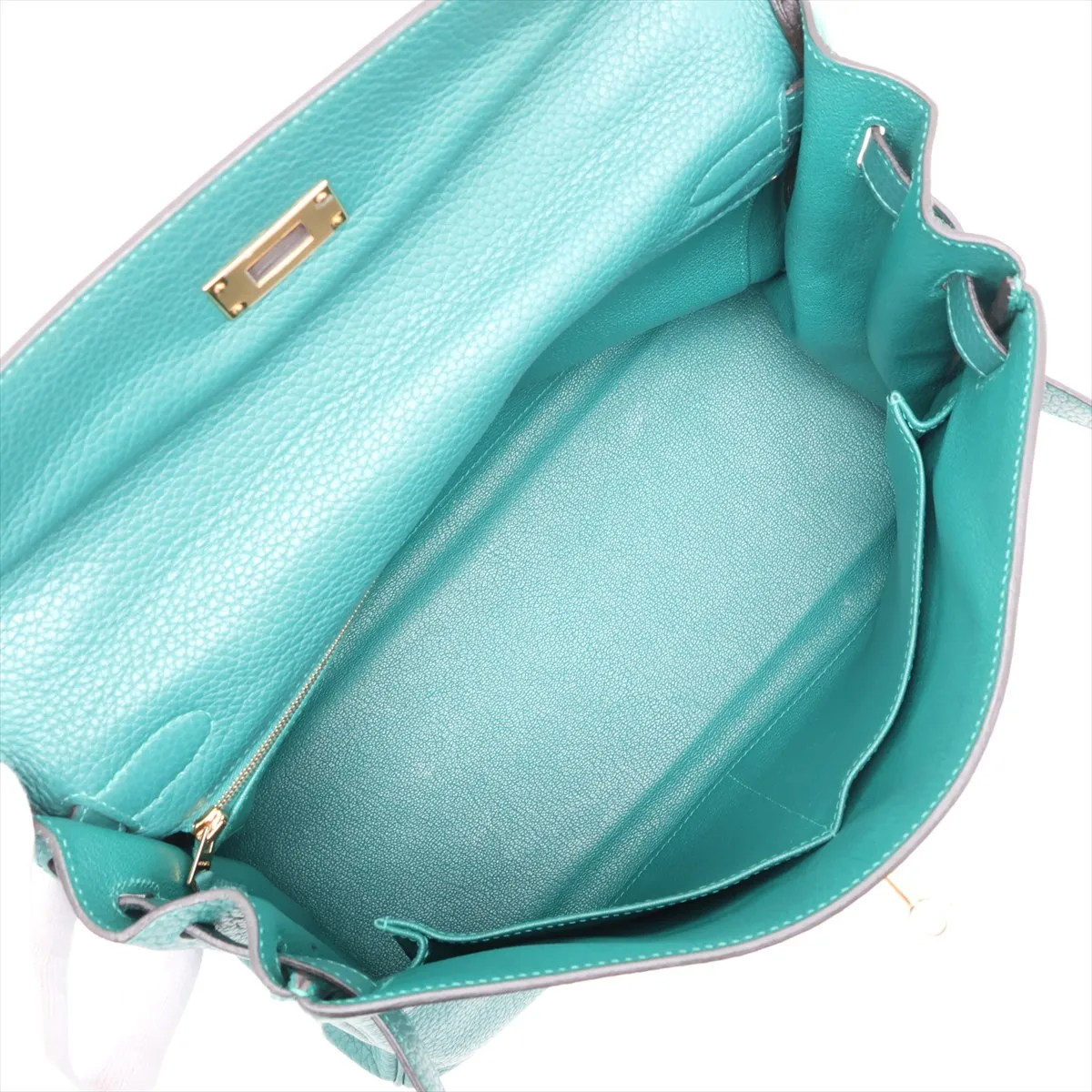 [Individually packaged] Hermes Kelly 32 Retournée Taurillon Clemence Malachite Silver Hardware R: 2014 — view 8