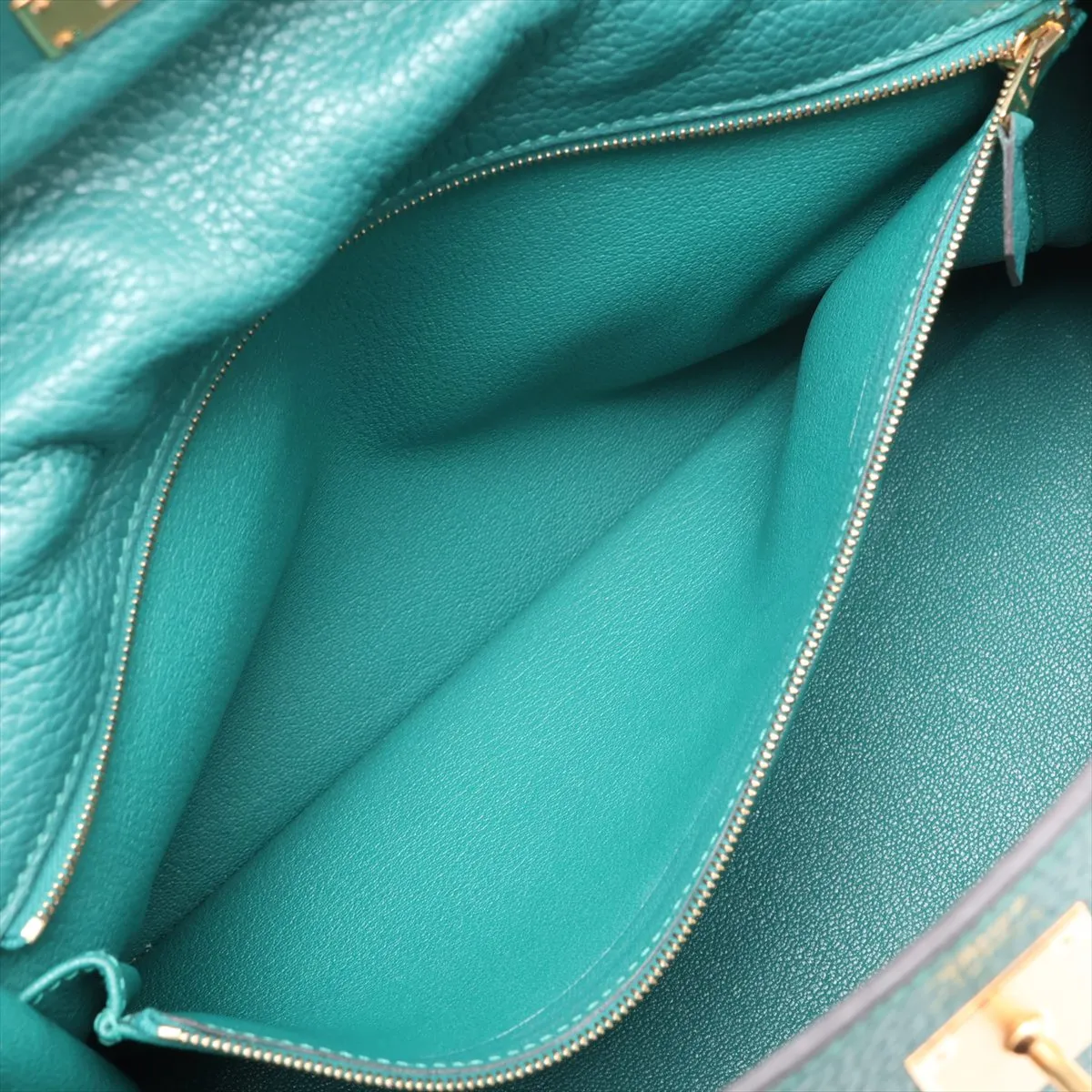 [Individually packaged] Hermes Kelly 32 Retournée Taurillon Clemence Malachite Silver Hardware R: 2014 — view 9