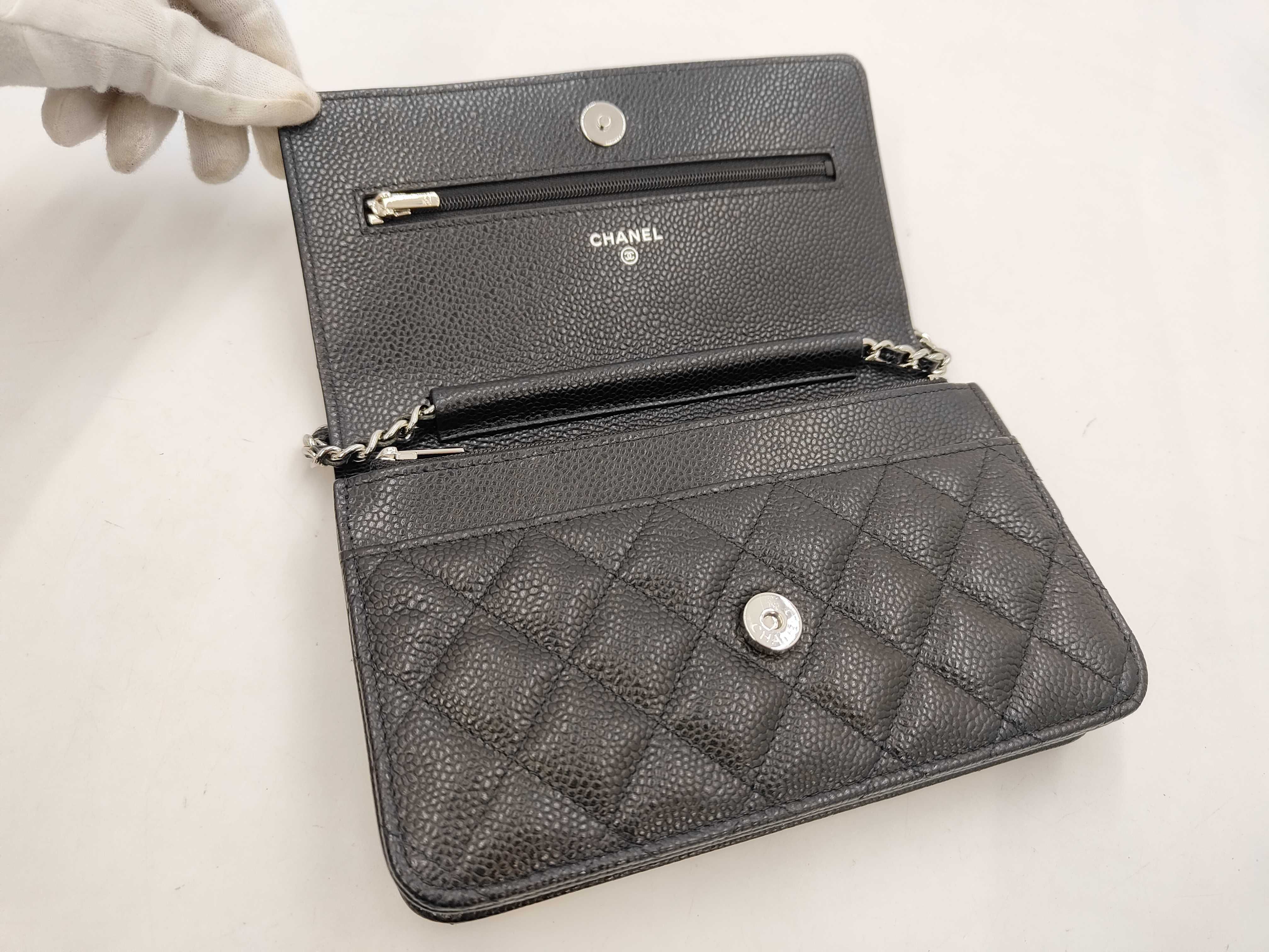 Caviar Skin Coco Mark Chain Wallet Shoulder Bag — view 7