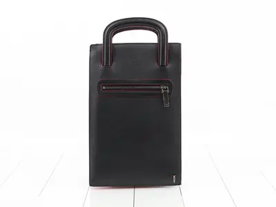 Trick Track 2-Way Handbag Clutch Studded Leather Black